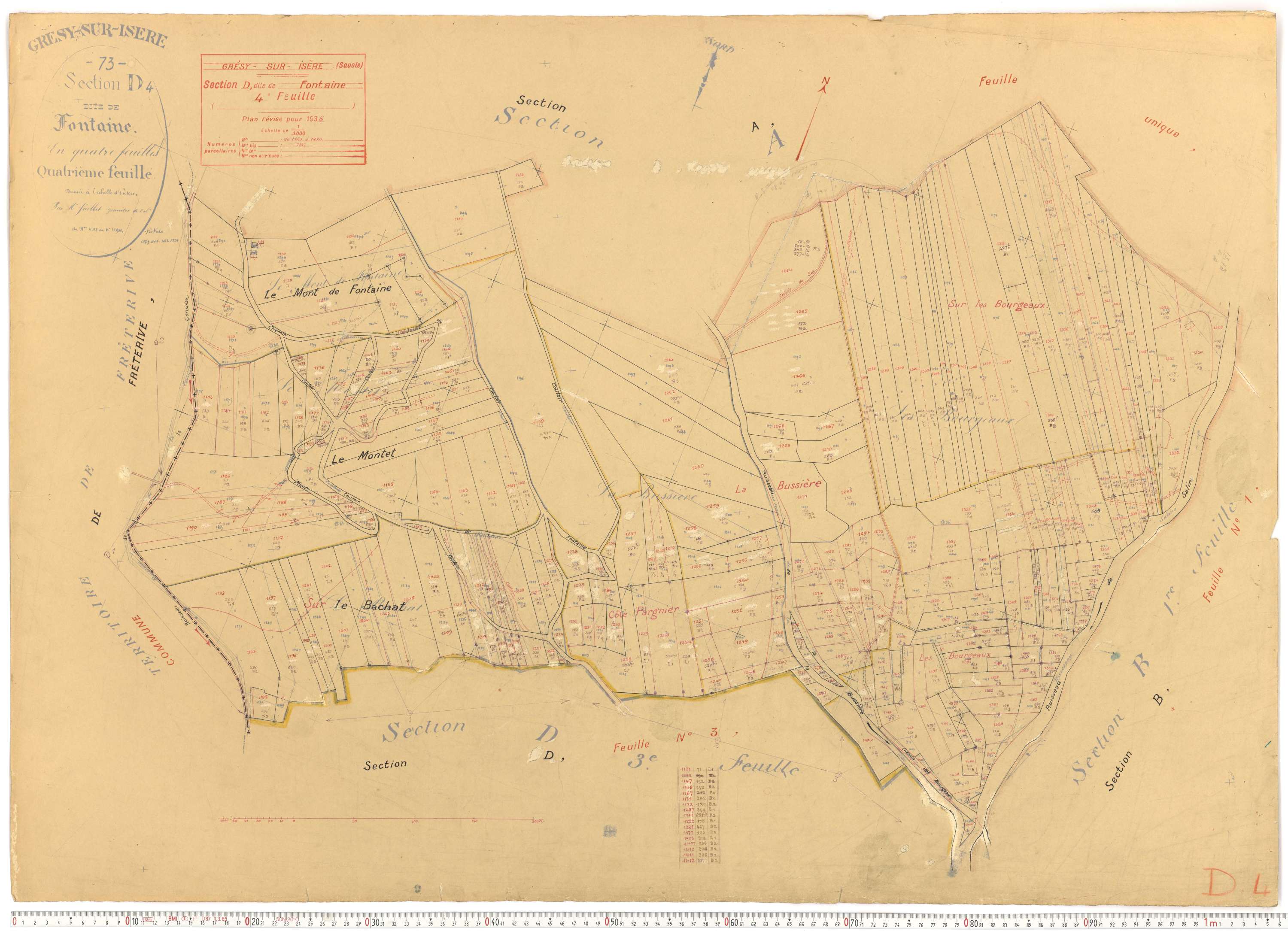 Grésy-sur-Isère - Plans cadastraux du cadastre rénové.