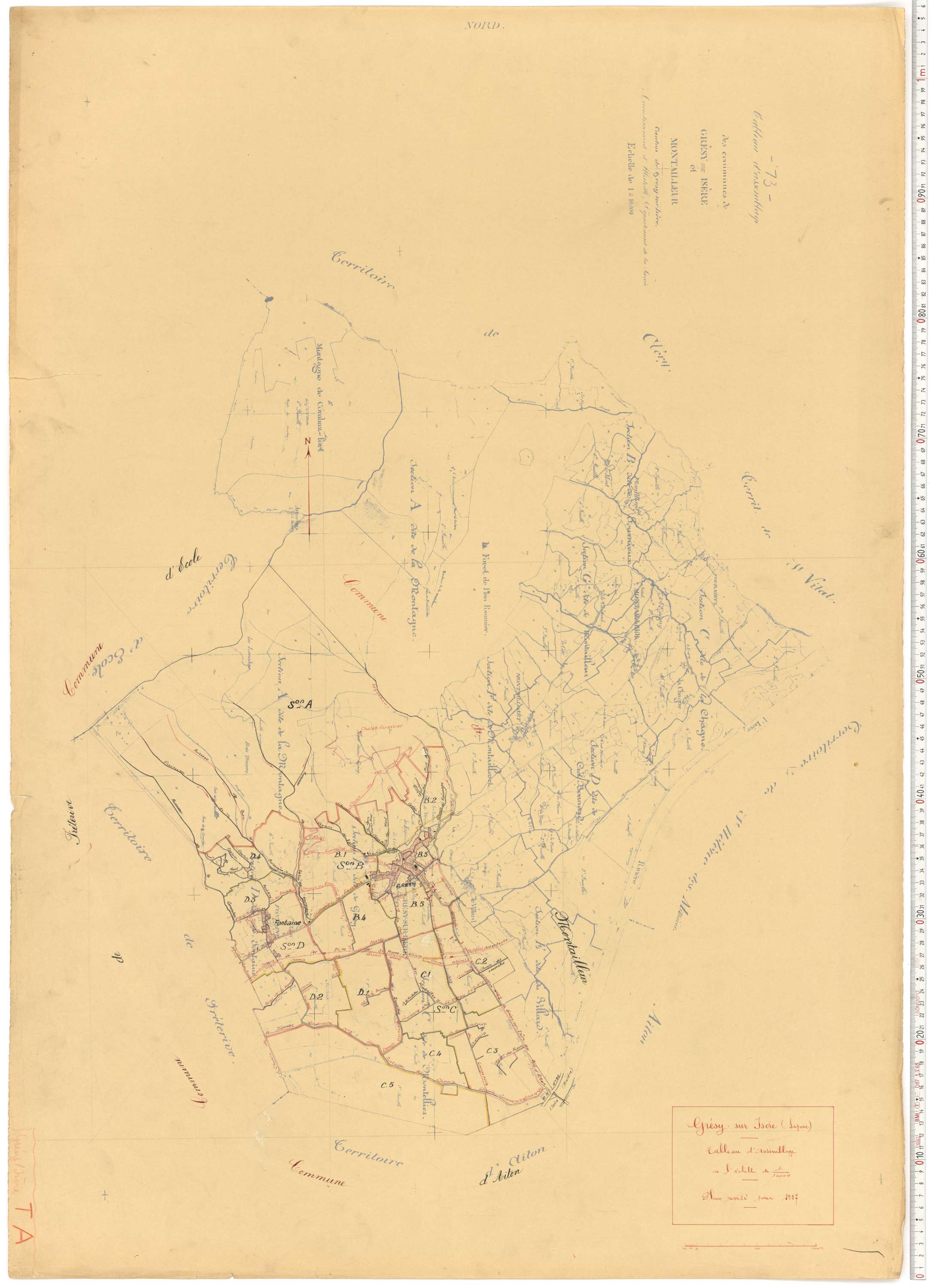 Grésy-sur-Isère - Plans cadastraux du cadastre rénové.