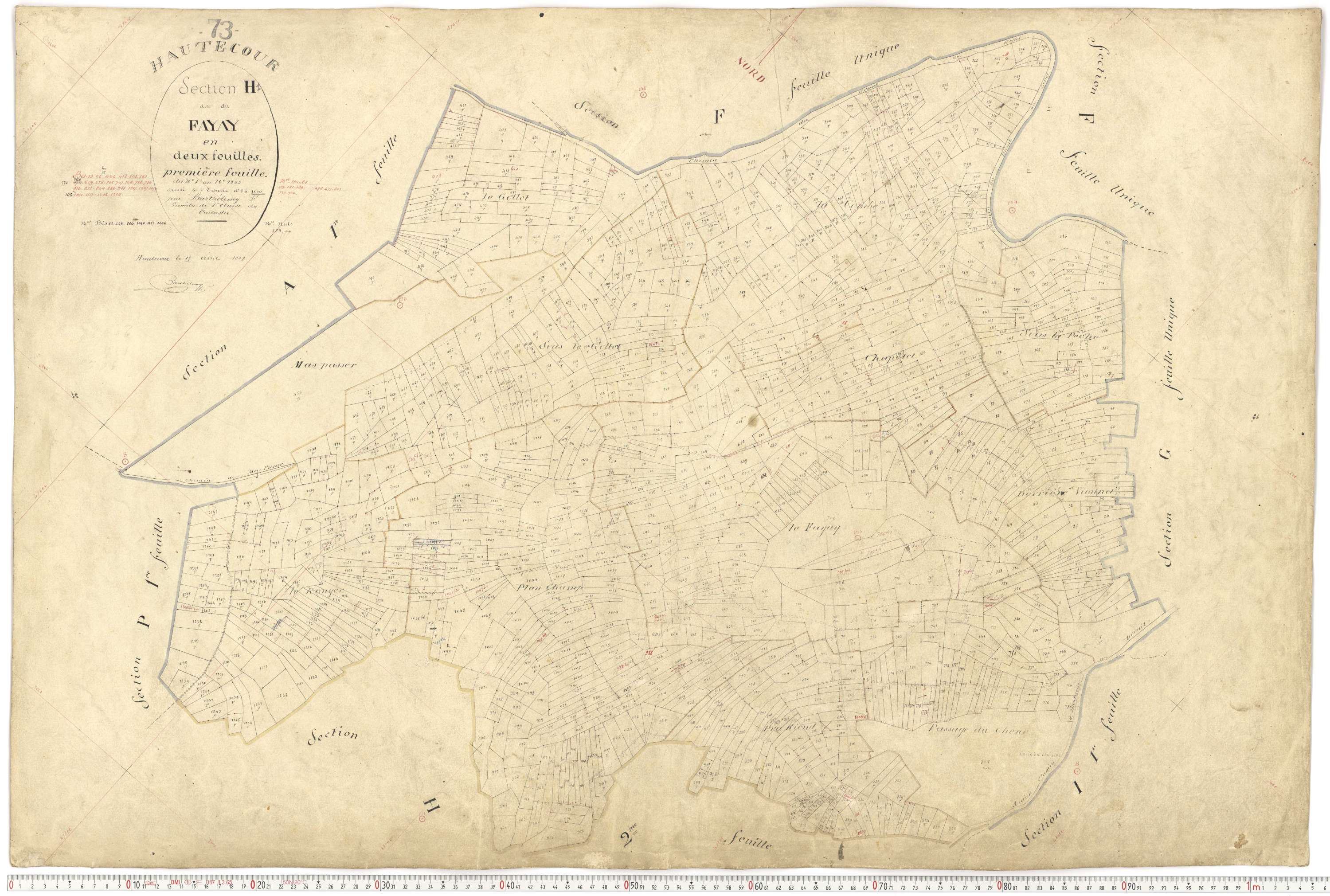 Hautecour - Plans cadastraux du premier cadastre français.