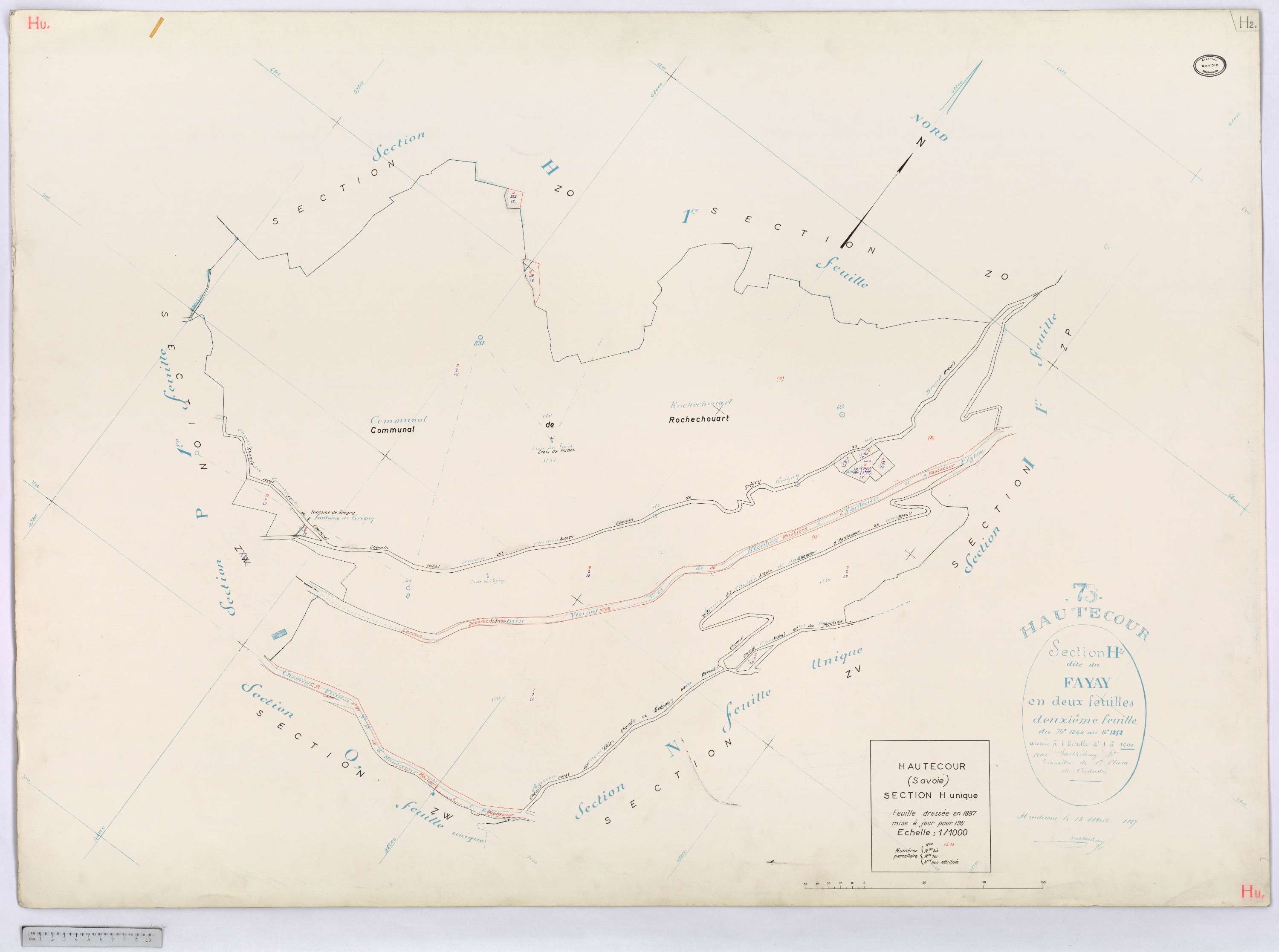 Hautecour - Cadastre rénové (1974) et remembré (s.d.).