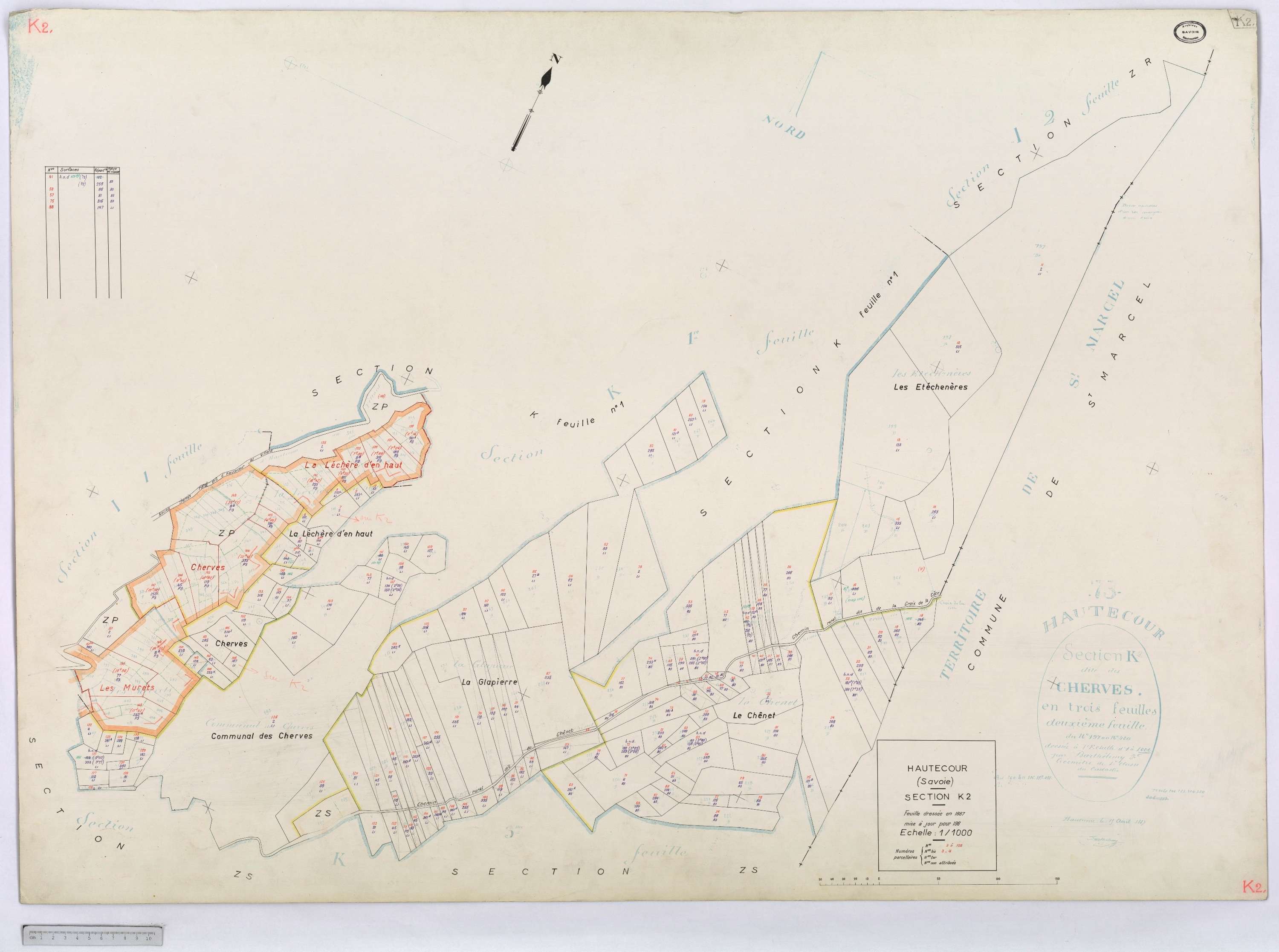 Hautecour - Cadastre rénové (1974) et remembré (s.d.).
