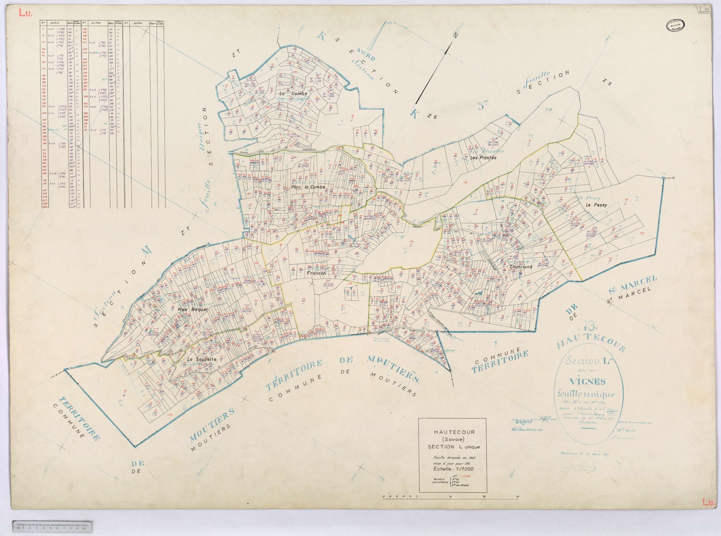 Hautecour - Cadastre rénové (1974) et remembré (s.d.).
