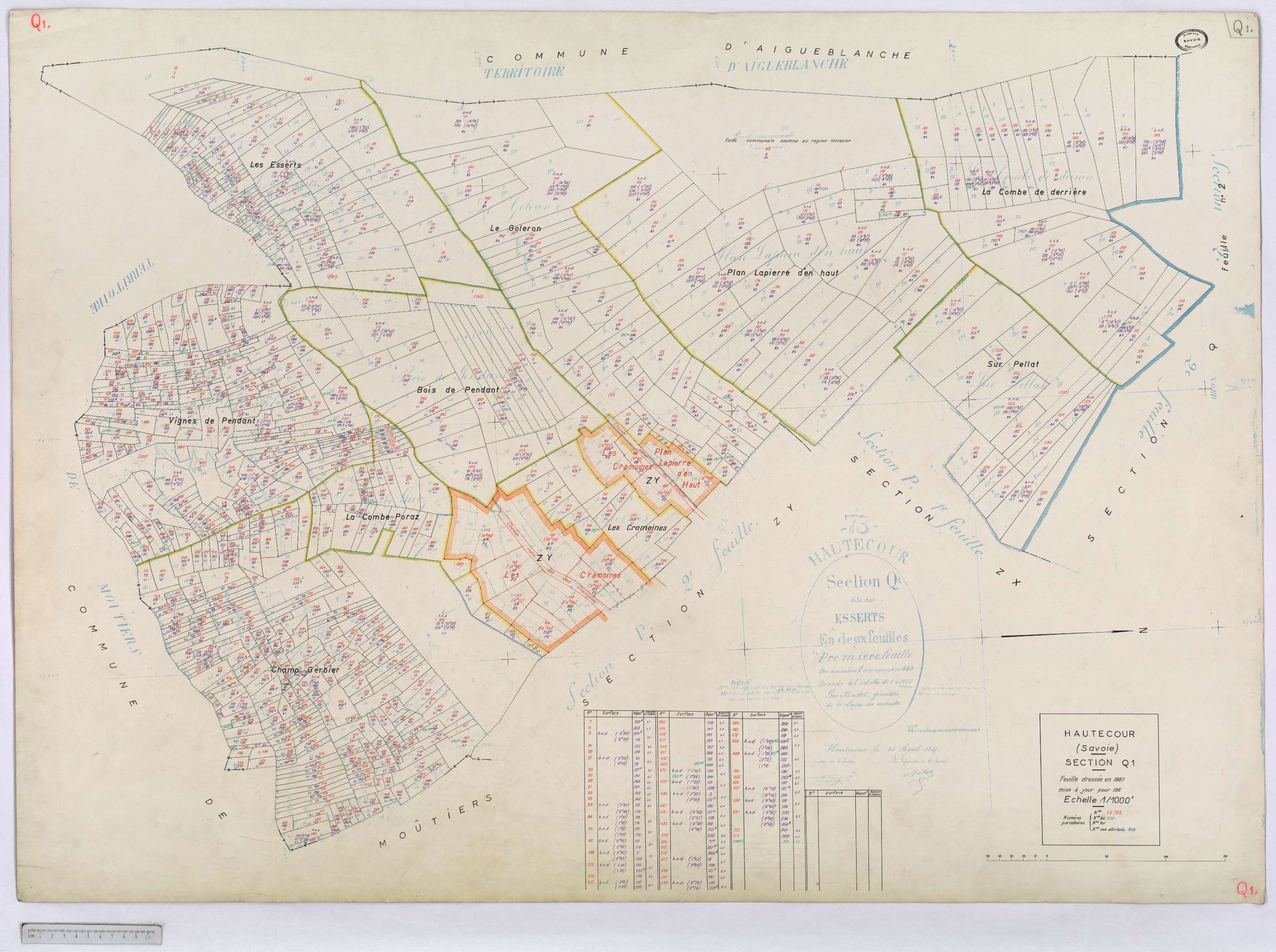 Hautecour - Cadastre rénové (1974) et remembré (s.d.).