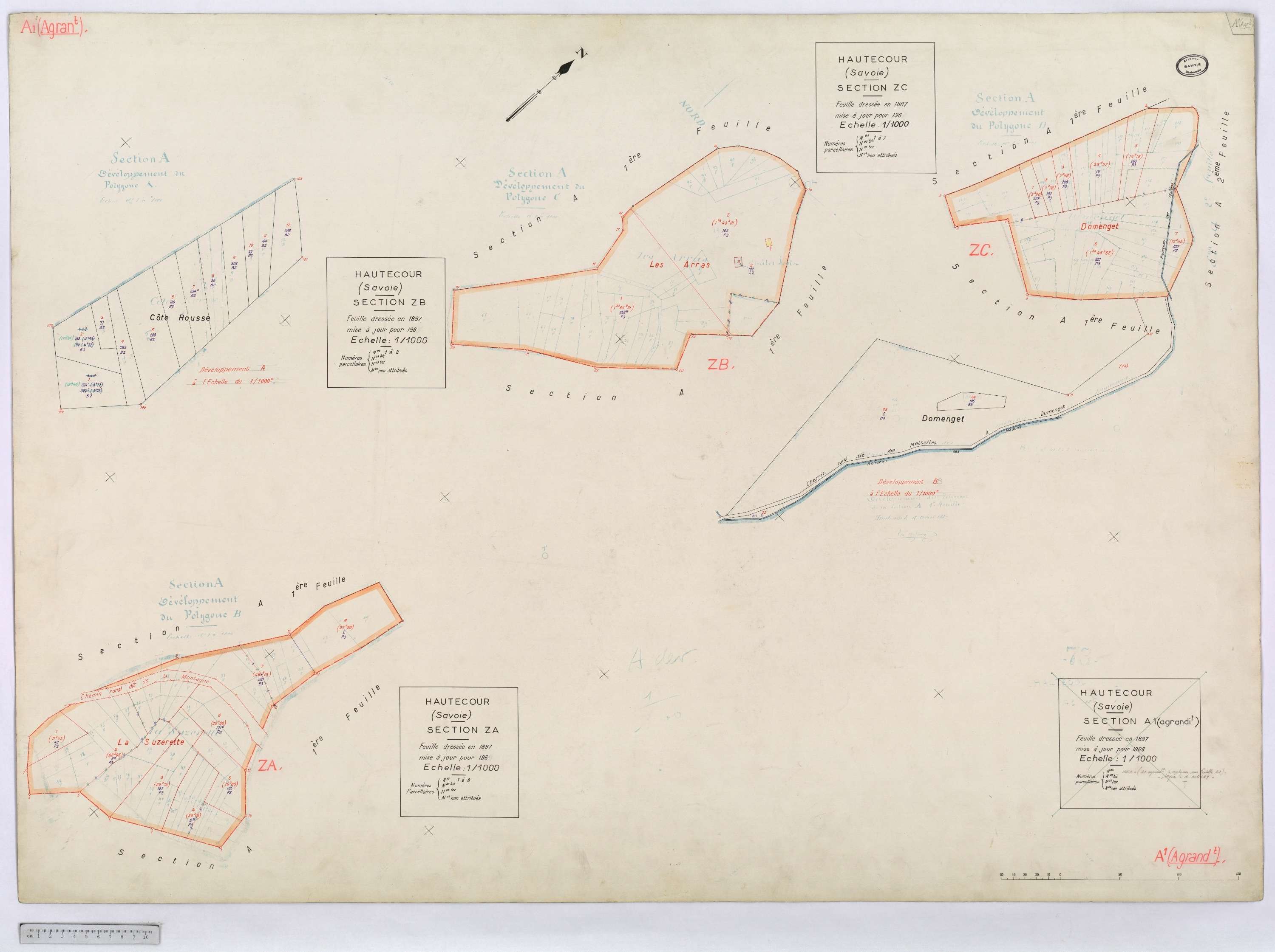 Hautecour - Cadastre rénové (1974) et remembré (s.d.).