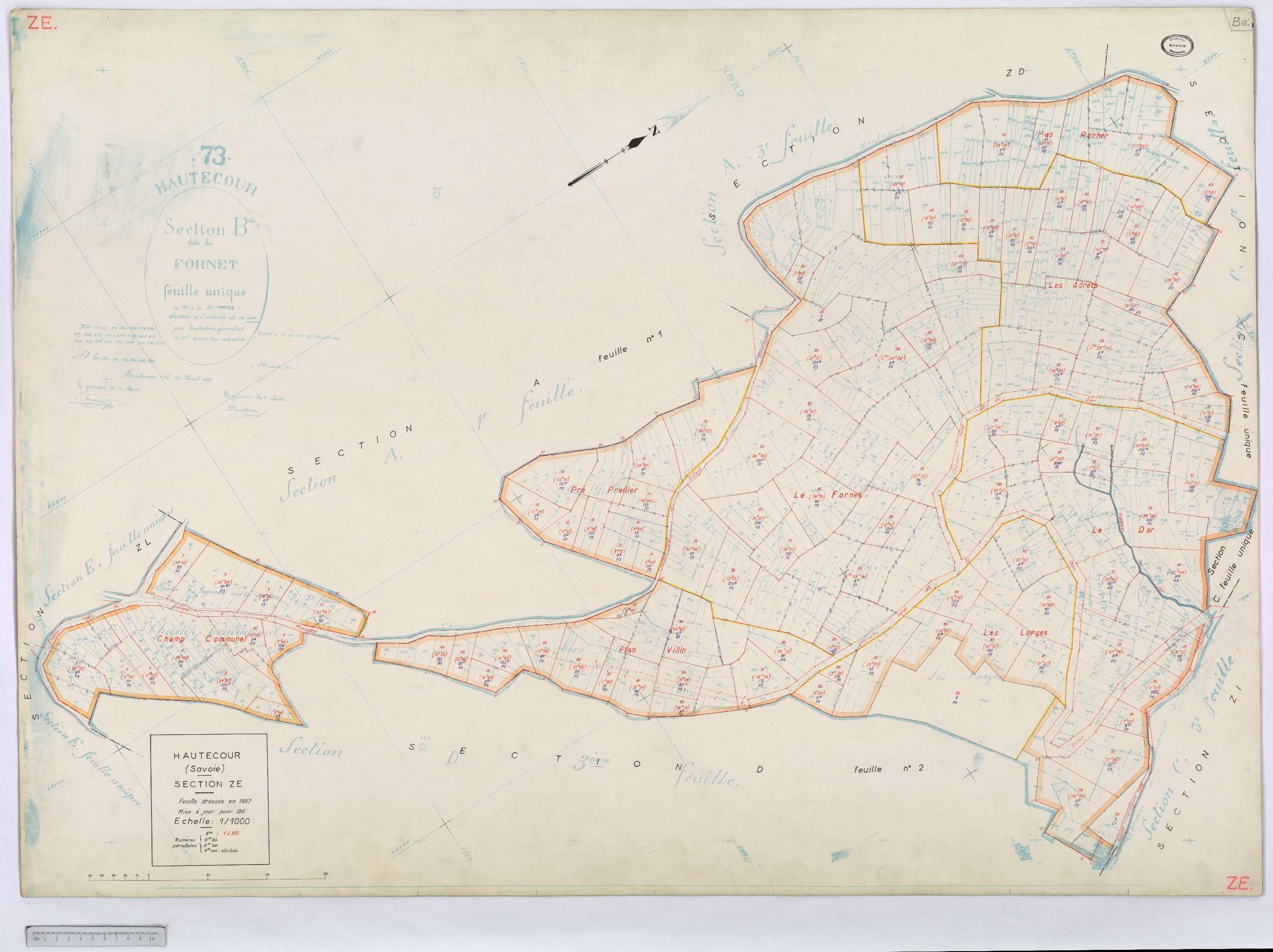Hautecour - Cadastre rénové (1974) et remembré (s.d.).