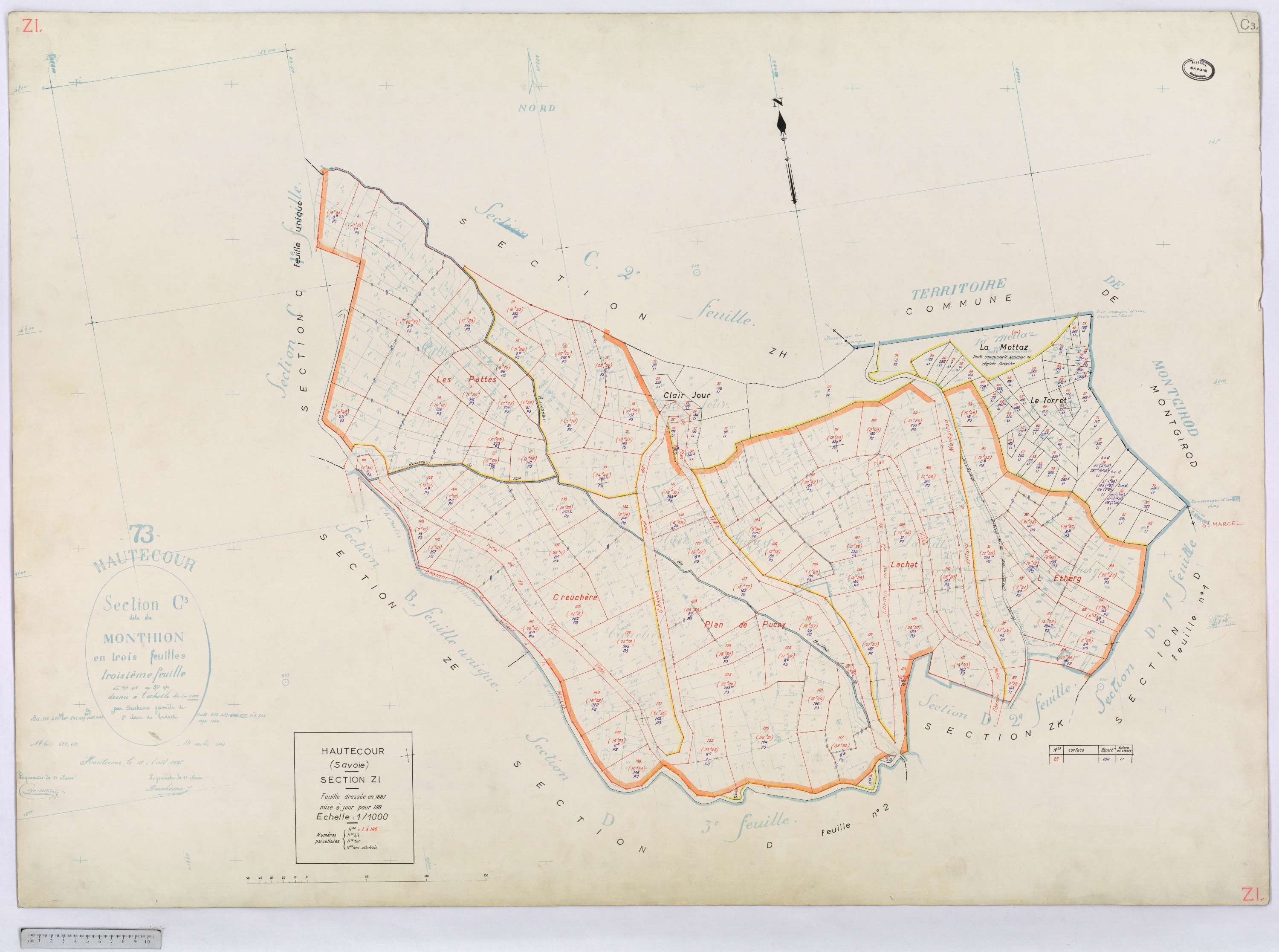 Hautecour - Cadastre rénové (1974) et remembré (s.d.).
