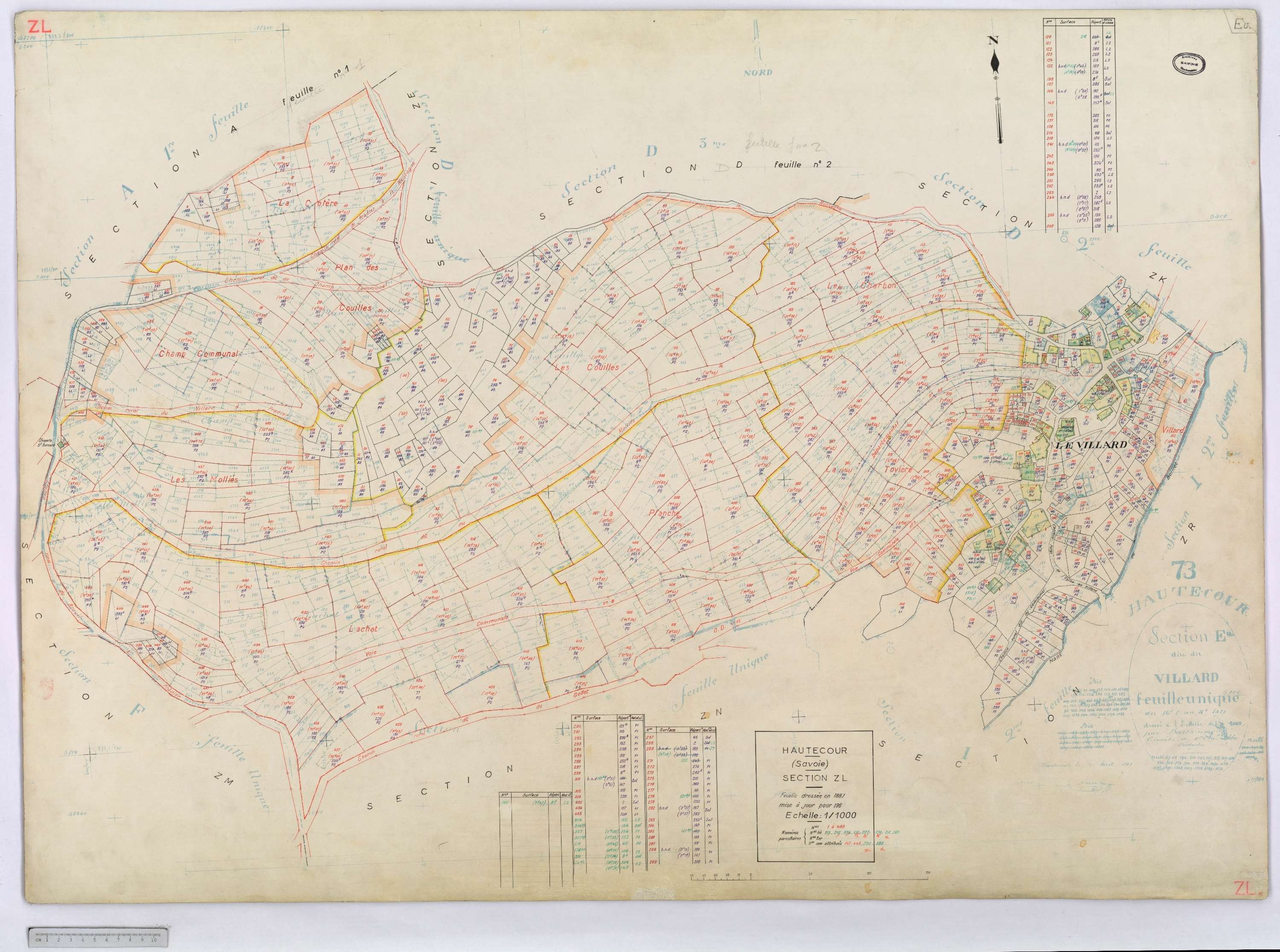 Hautecour - Cadastre rénové (1974) et remembré (s.d.).
