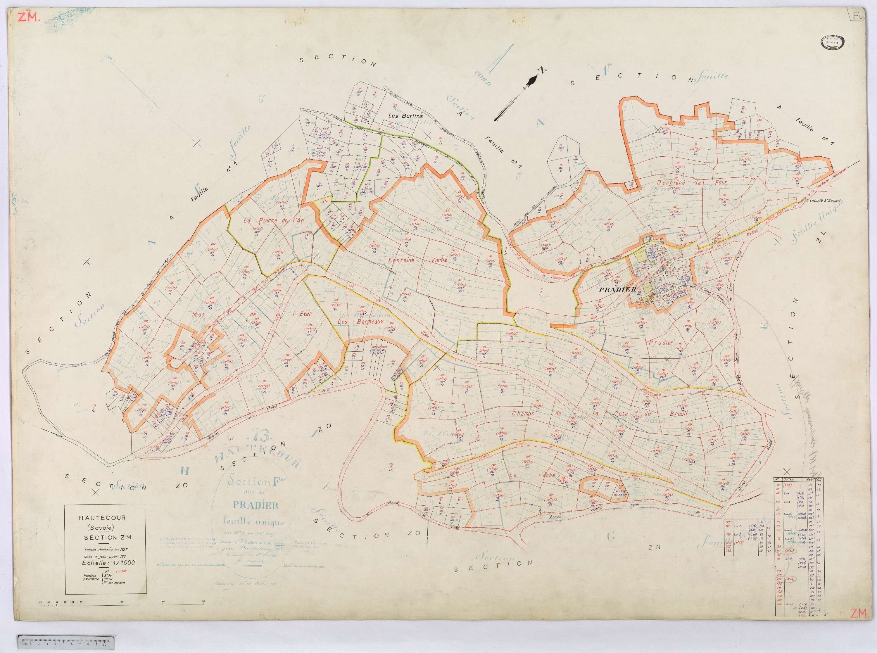 Hautecour - Cadastre rénové (1974) et remembré (s.d.).