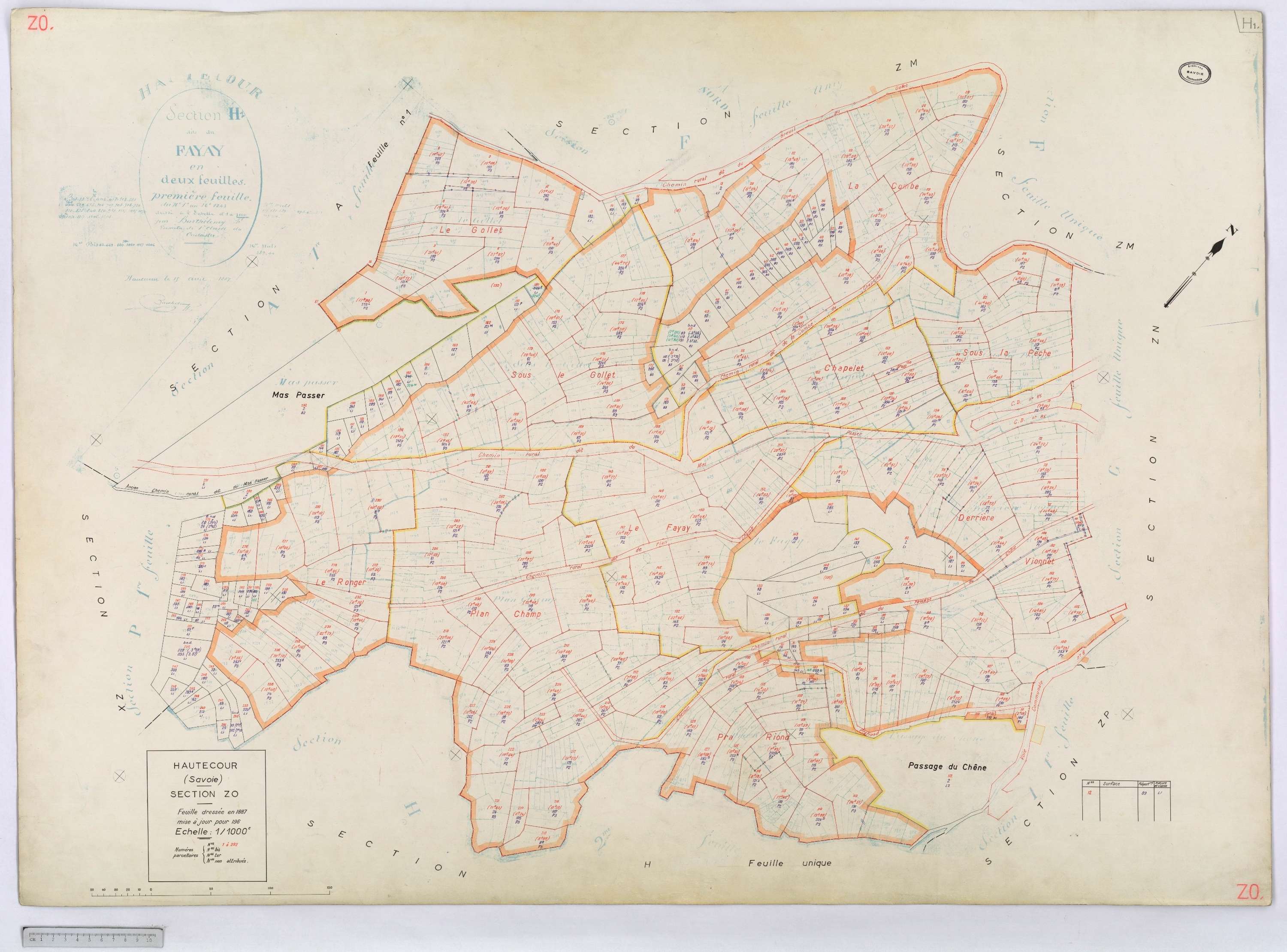 Hautecour - Cadastre rénové (1974) et remembré (s.d.).