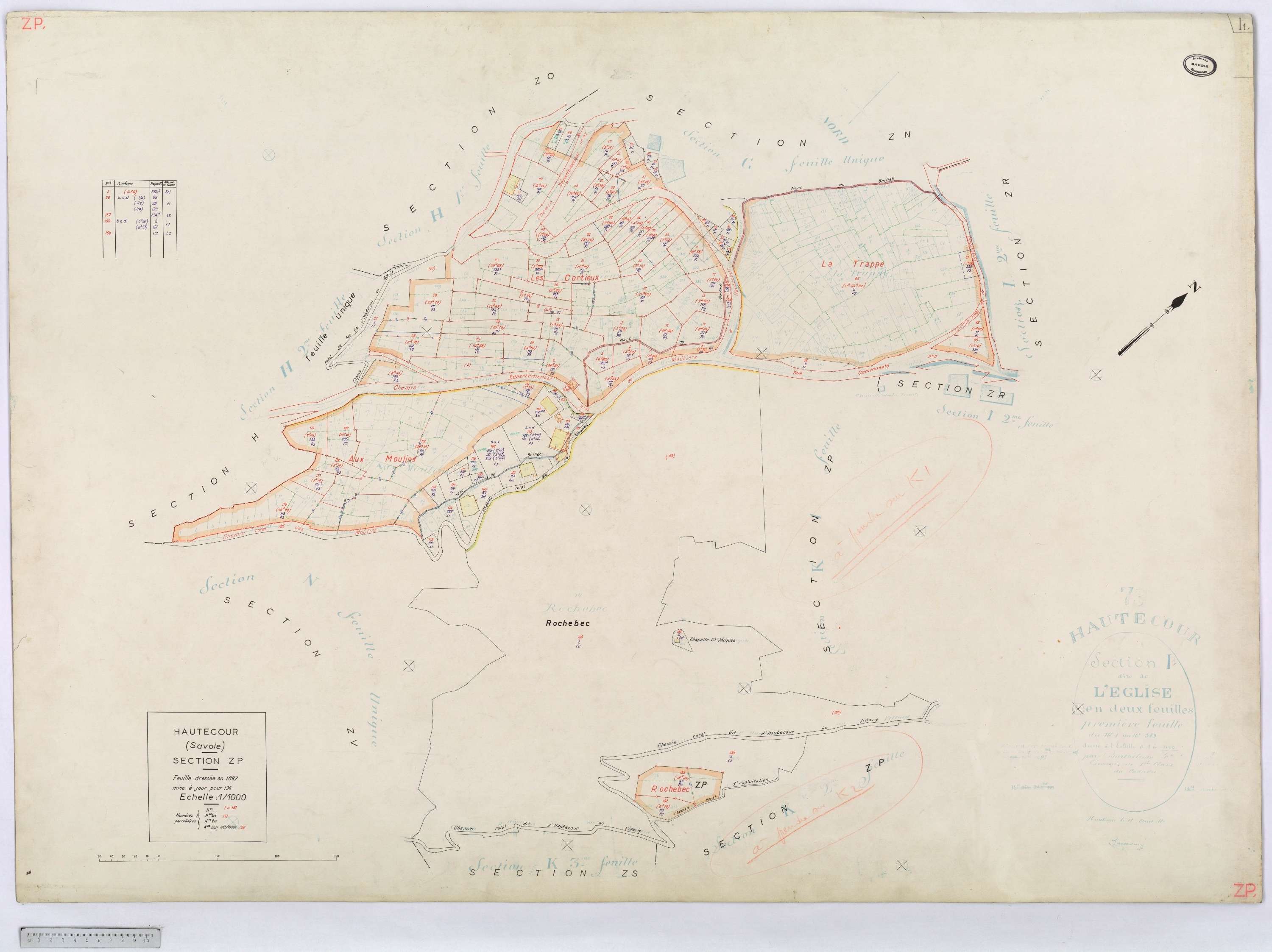 Hautecour - Cadastre rénové (1974) et remembré (s.d.).