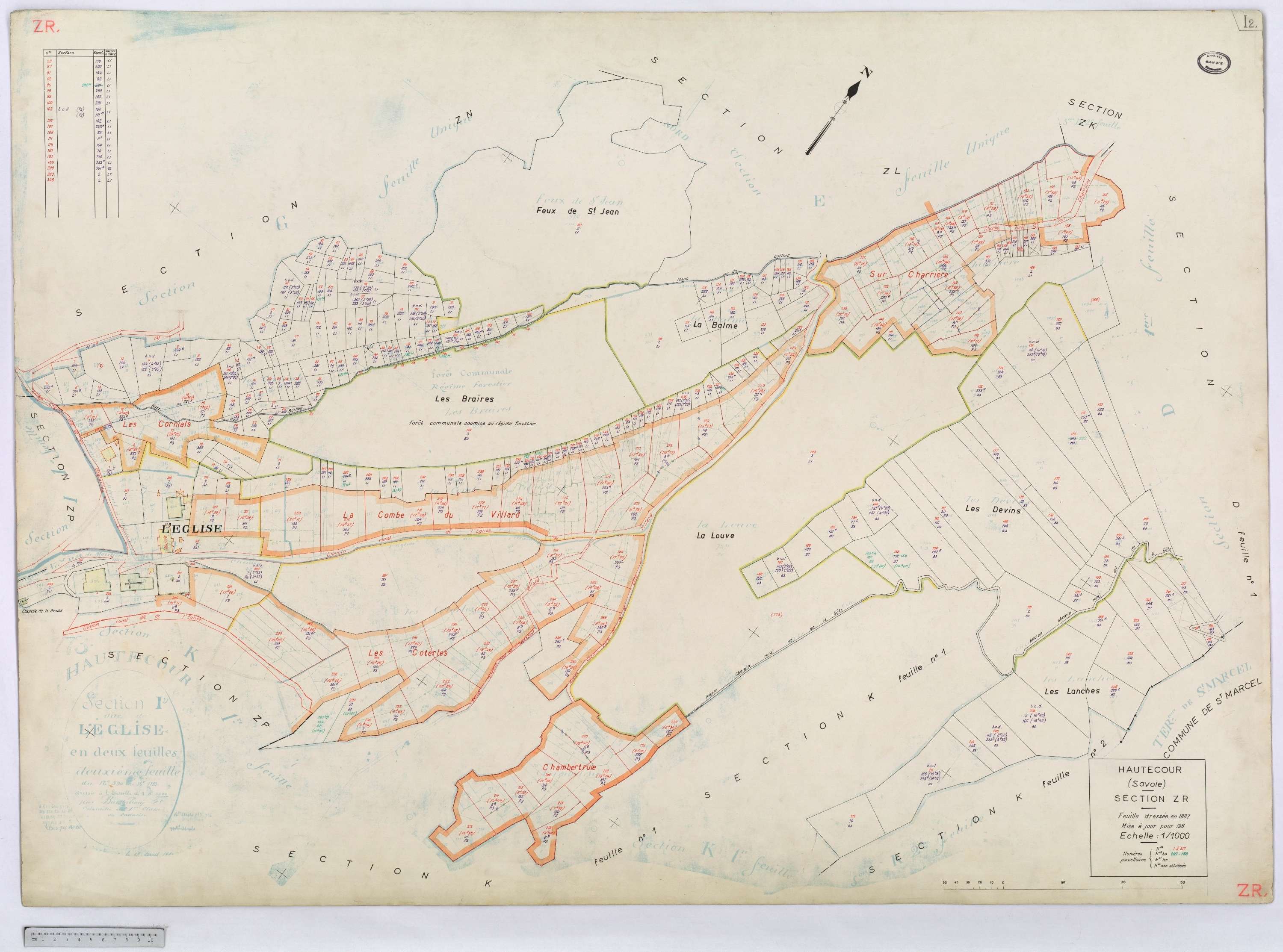 Hautecour - Cadastre rénové (1974) et remembré (s.d.).