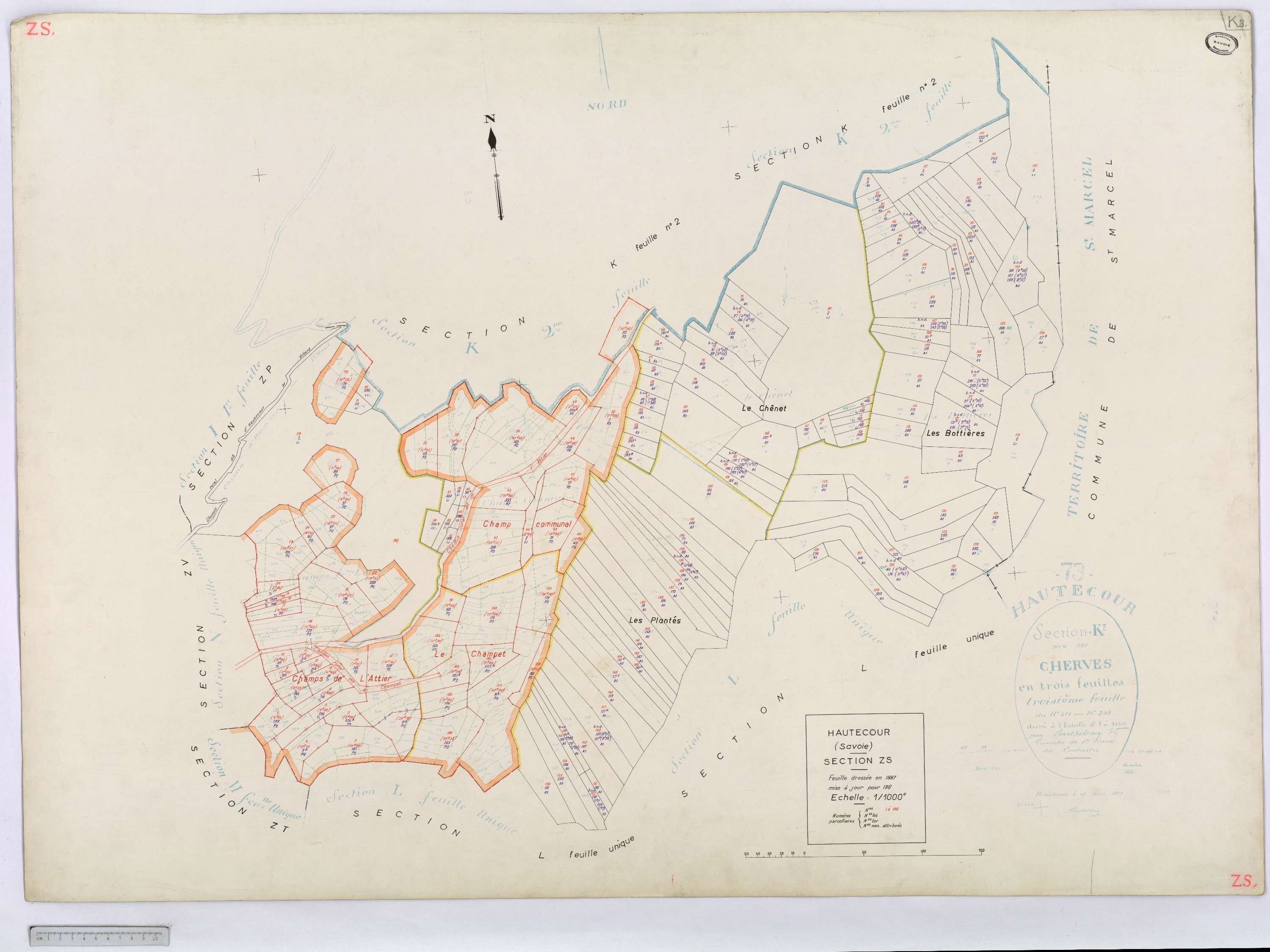 Hautecour - Cadastre rénové (1974) et remembré (s.d.).