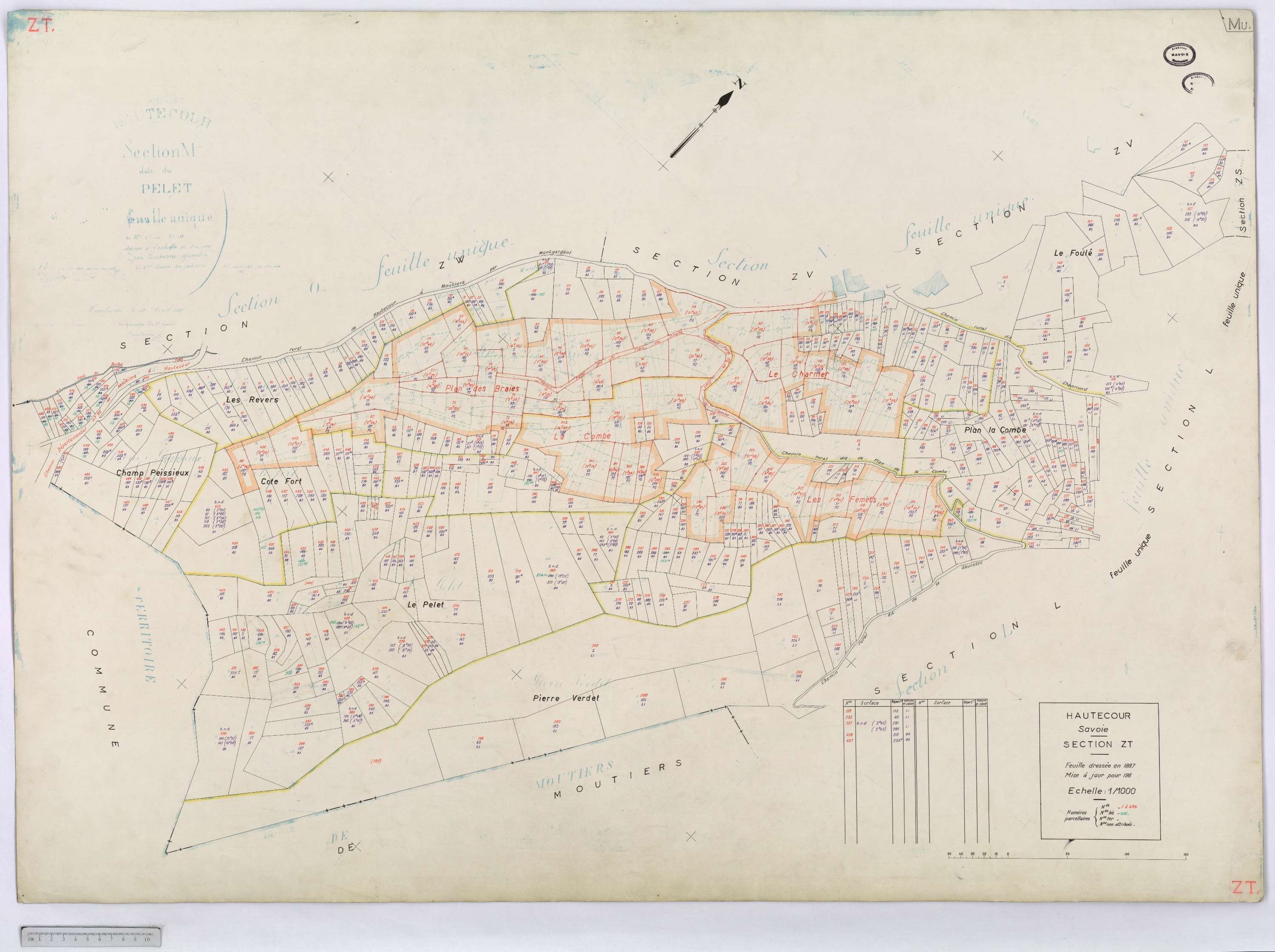 Hautecour - Cadastre rénové (1974) et remembré (s.d.).