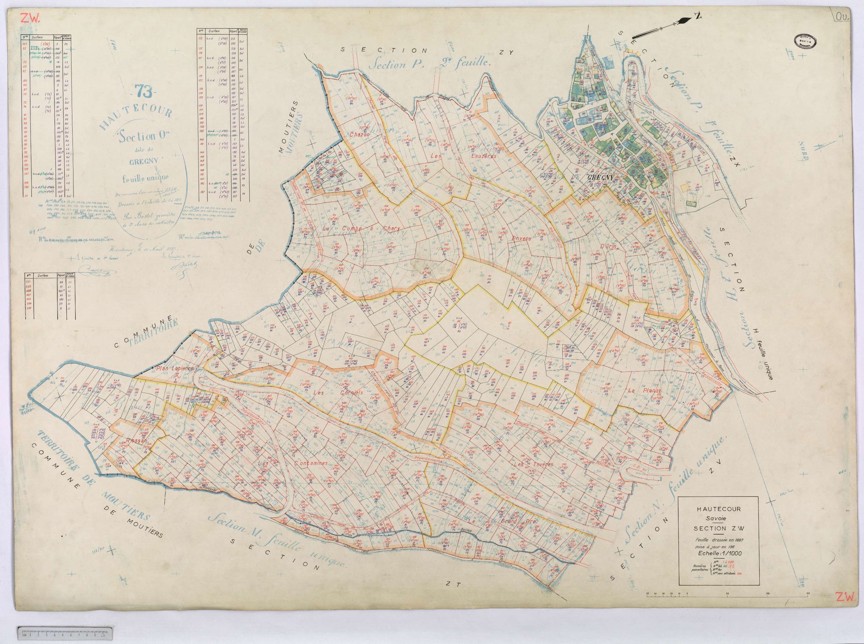 Hautecour - Cadastre rénové (1974) et remembré (s.d.).