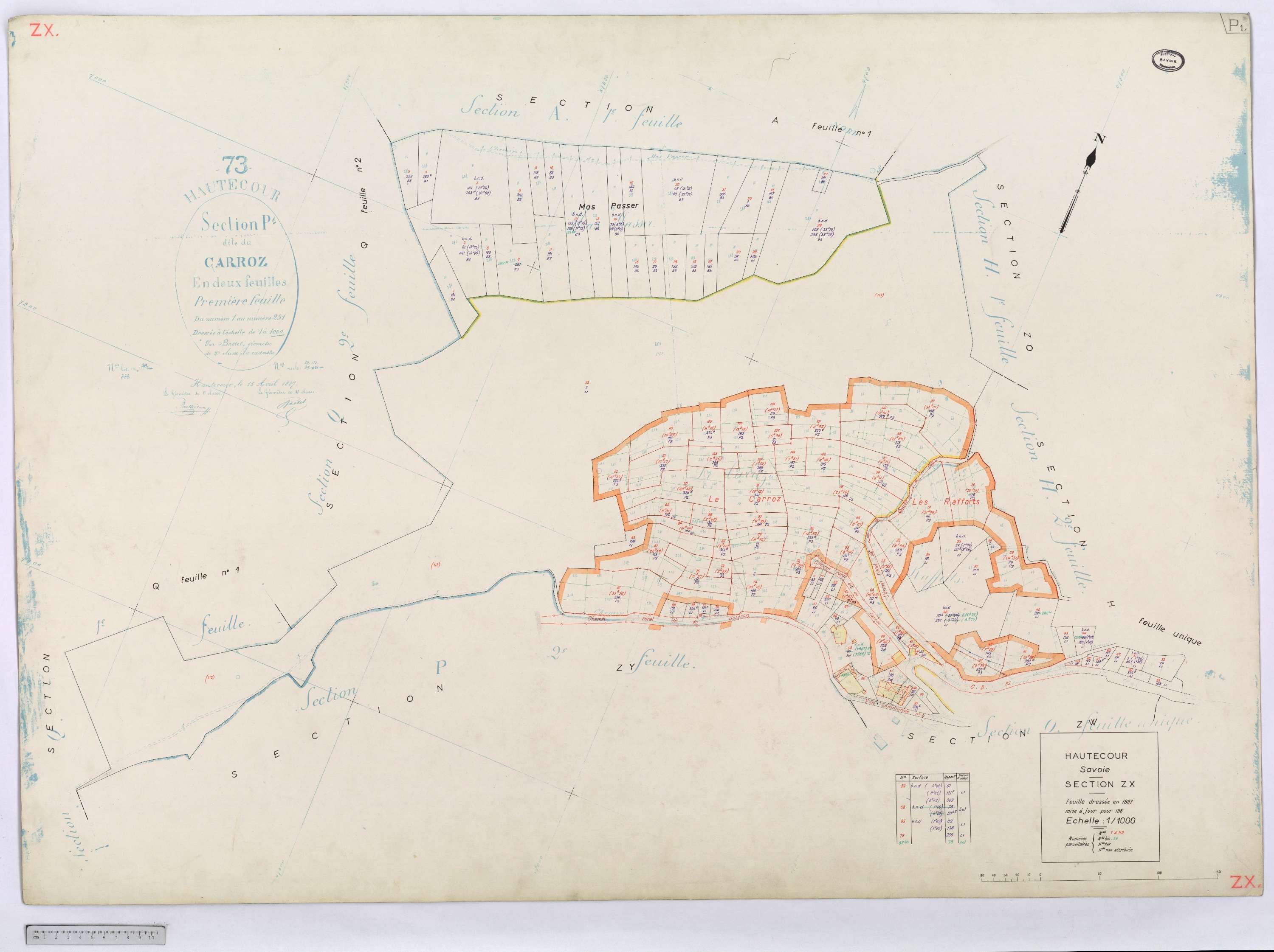 Hautecour - Cadastre rénové (1974) et remembré (s.d.).