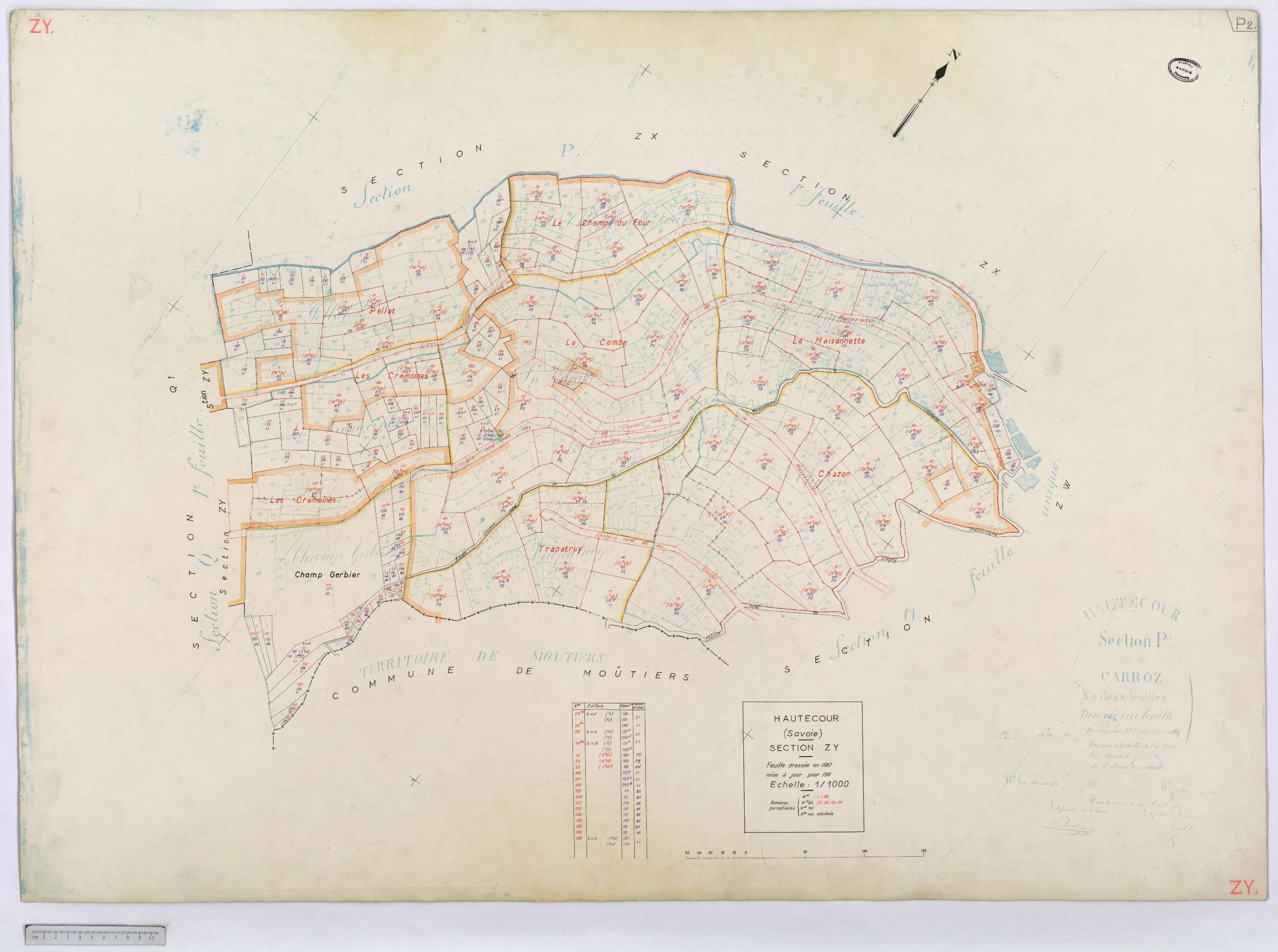 Hautecour - Cadastre rénové (1974) et remembré (s.d.).