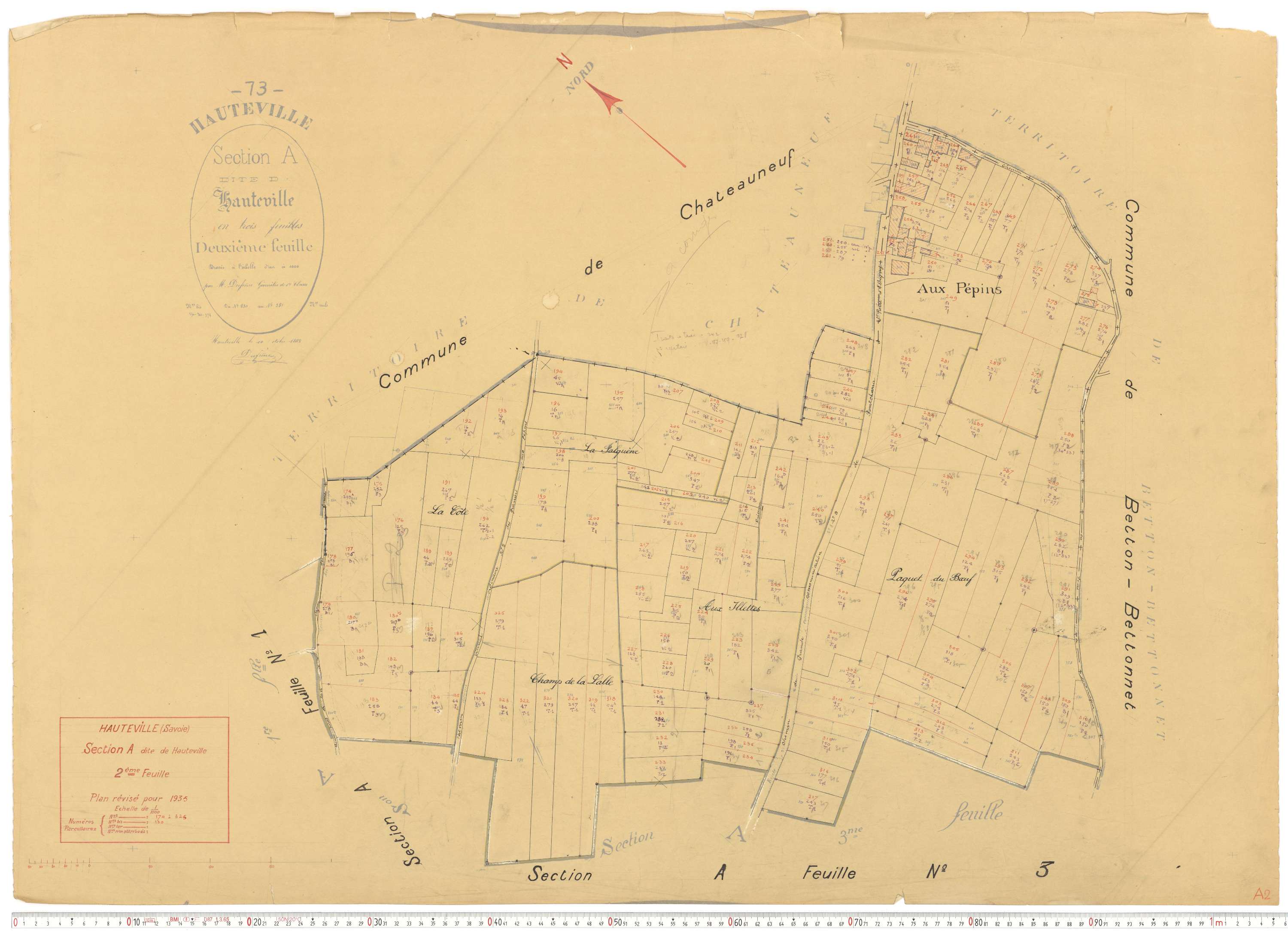 Hauteville - Cadastre rénové, version de travail (1935).