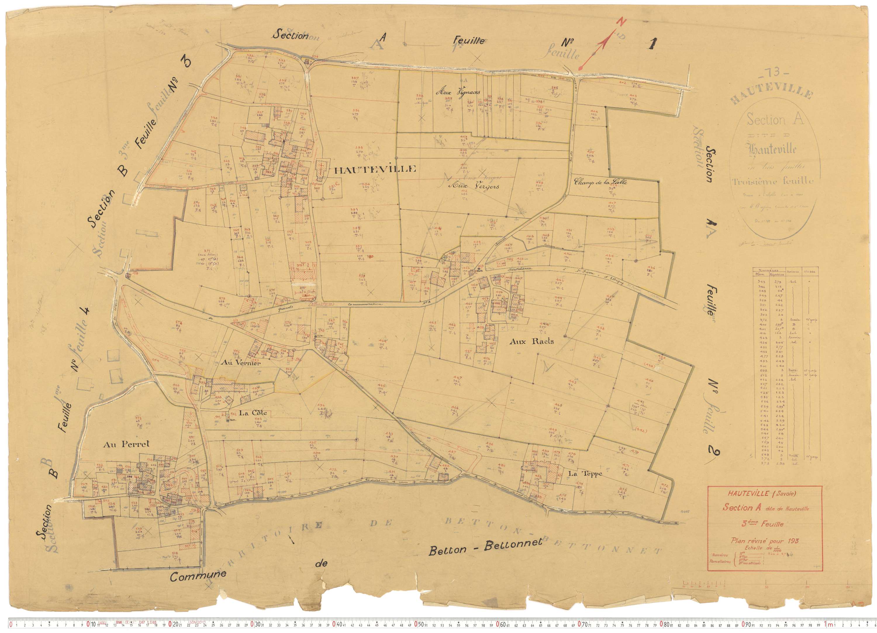 Hauteville - Cadastre rénové, version de travail (1935).