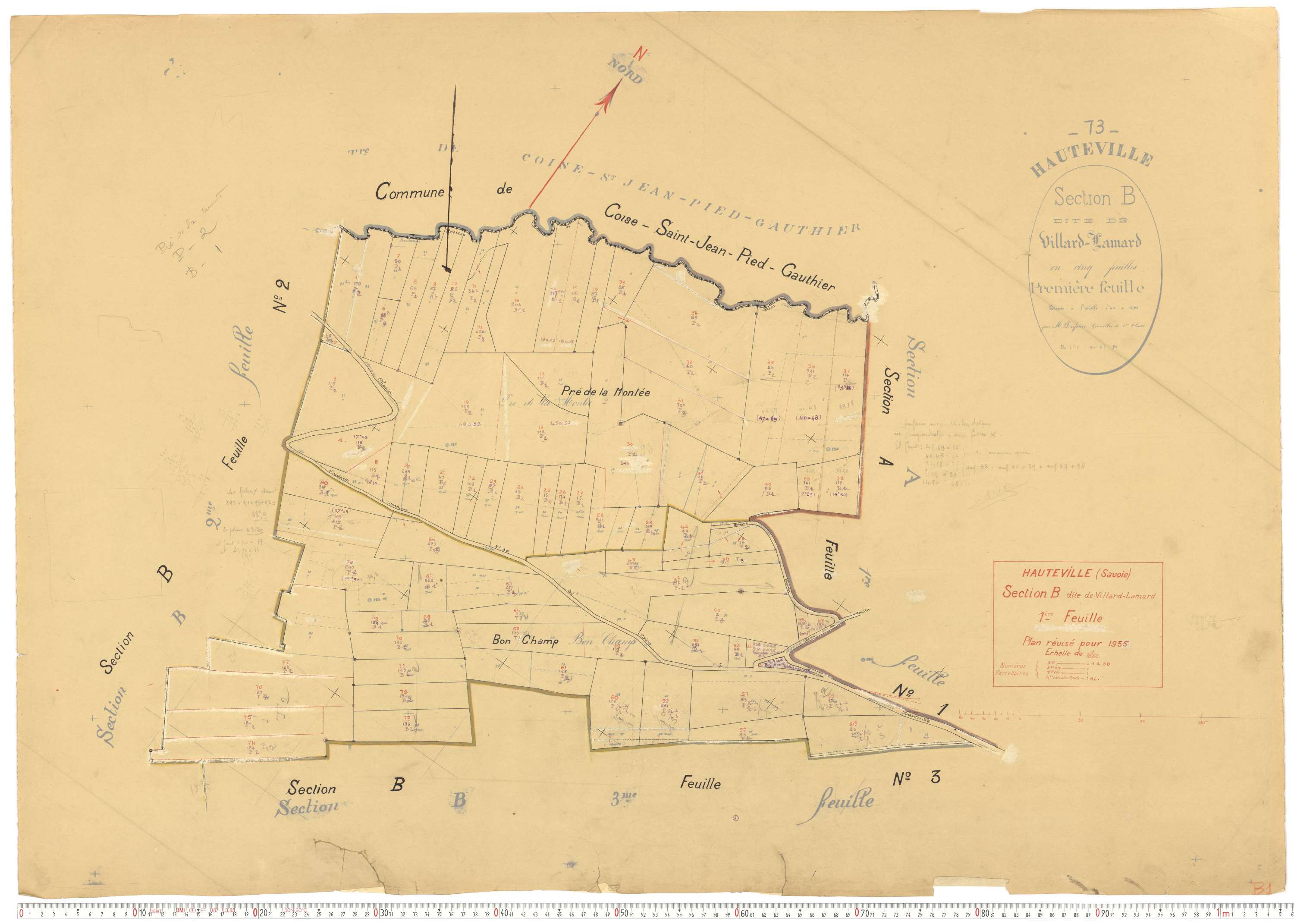 Hauteville - Cadastre rénové, version de travail (1935).