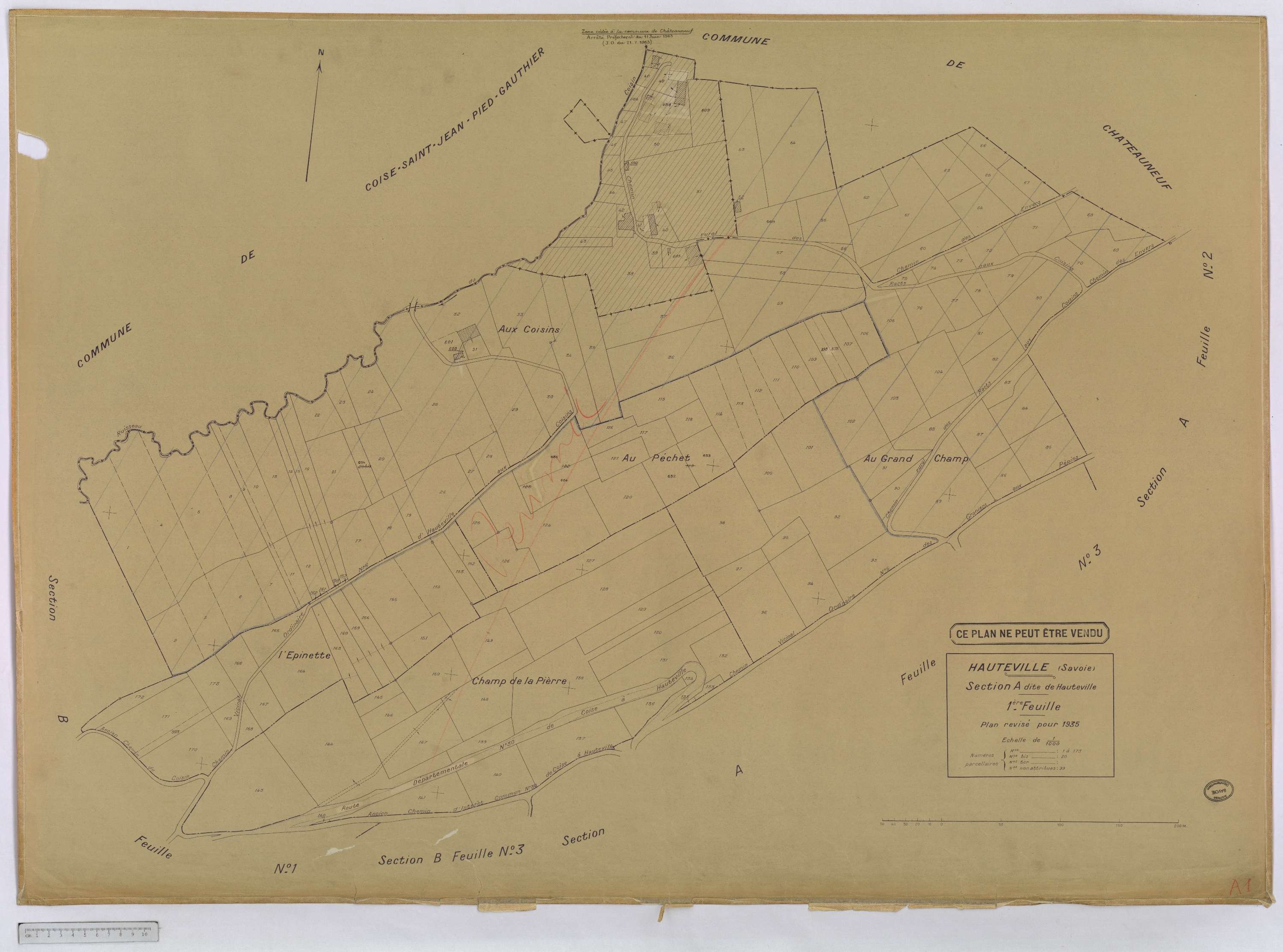 Hauteville - Cadastre rénové, version définitive (1935).