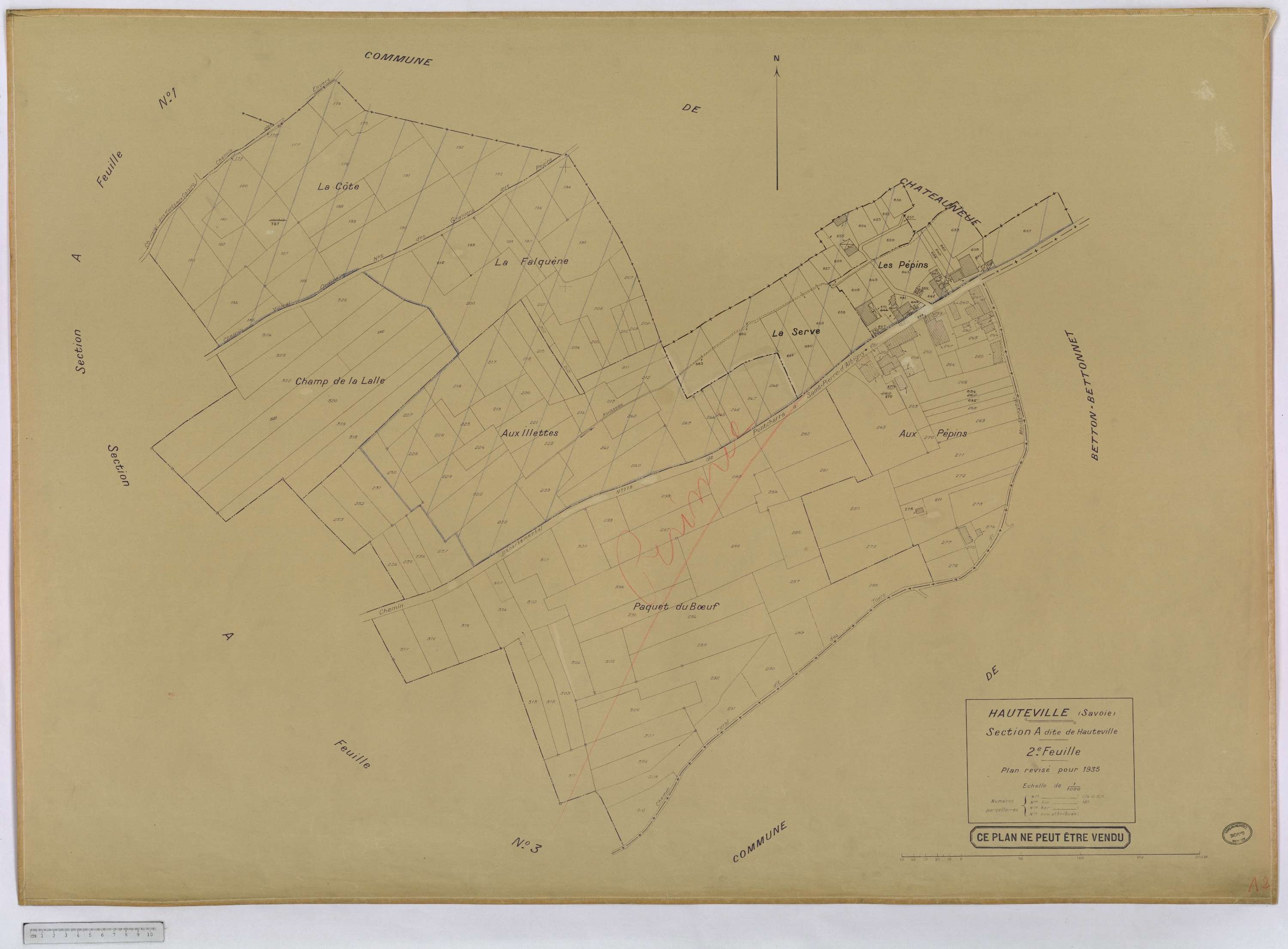 Hauteville - Cadastre rénové, version définitive (1935).