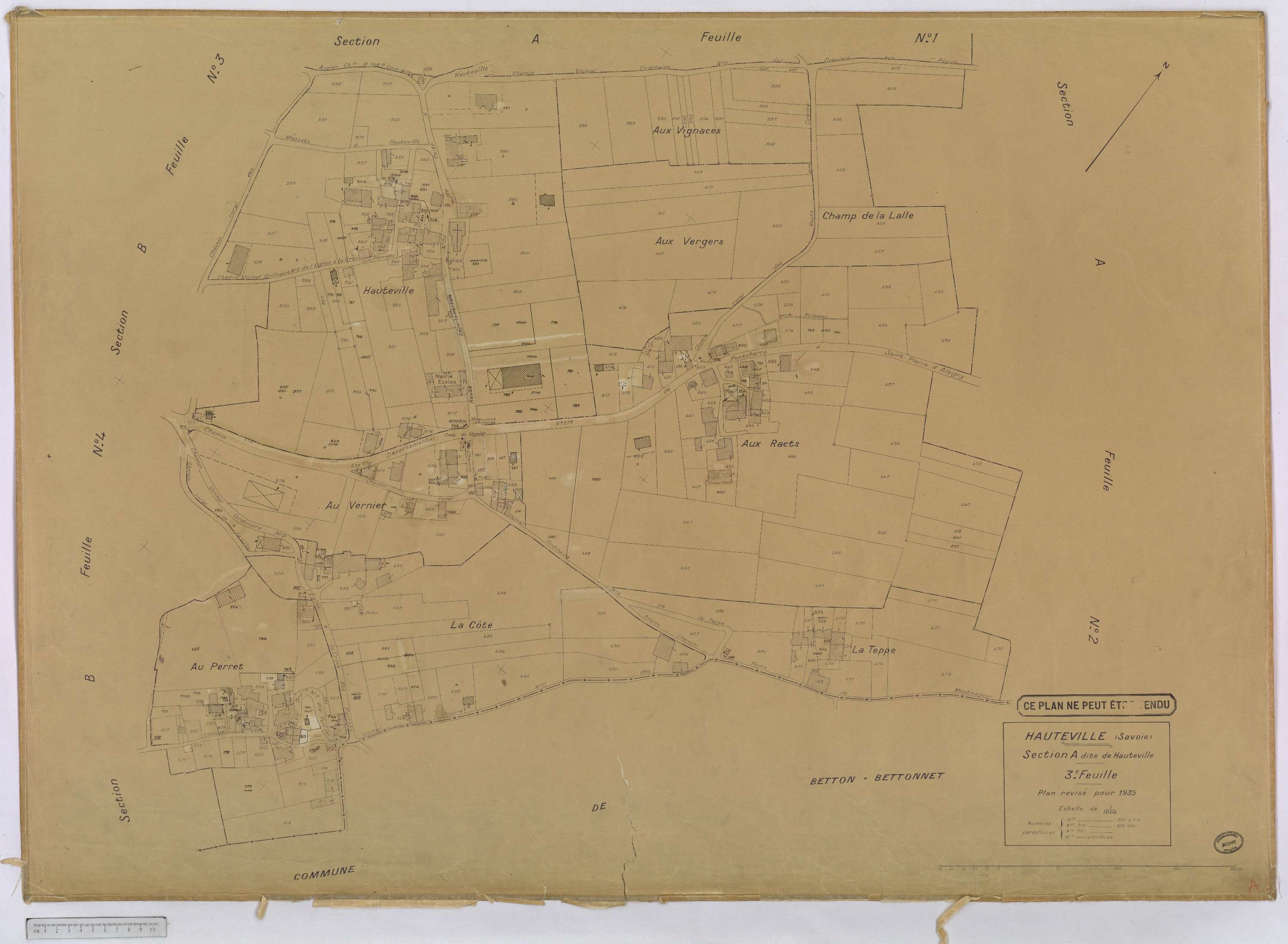 Hauteville - Cadastre rénové, version définitive (1935).