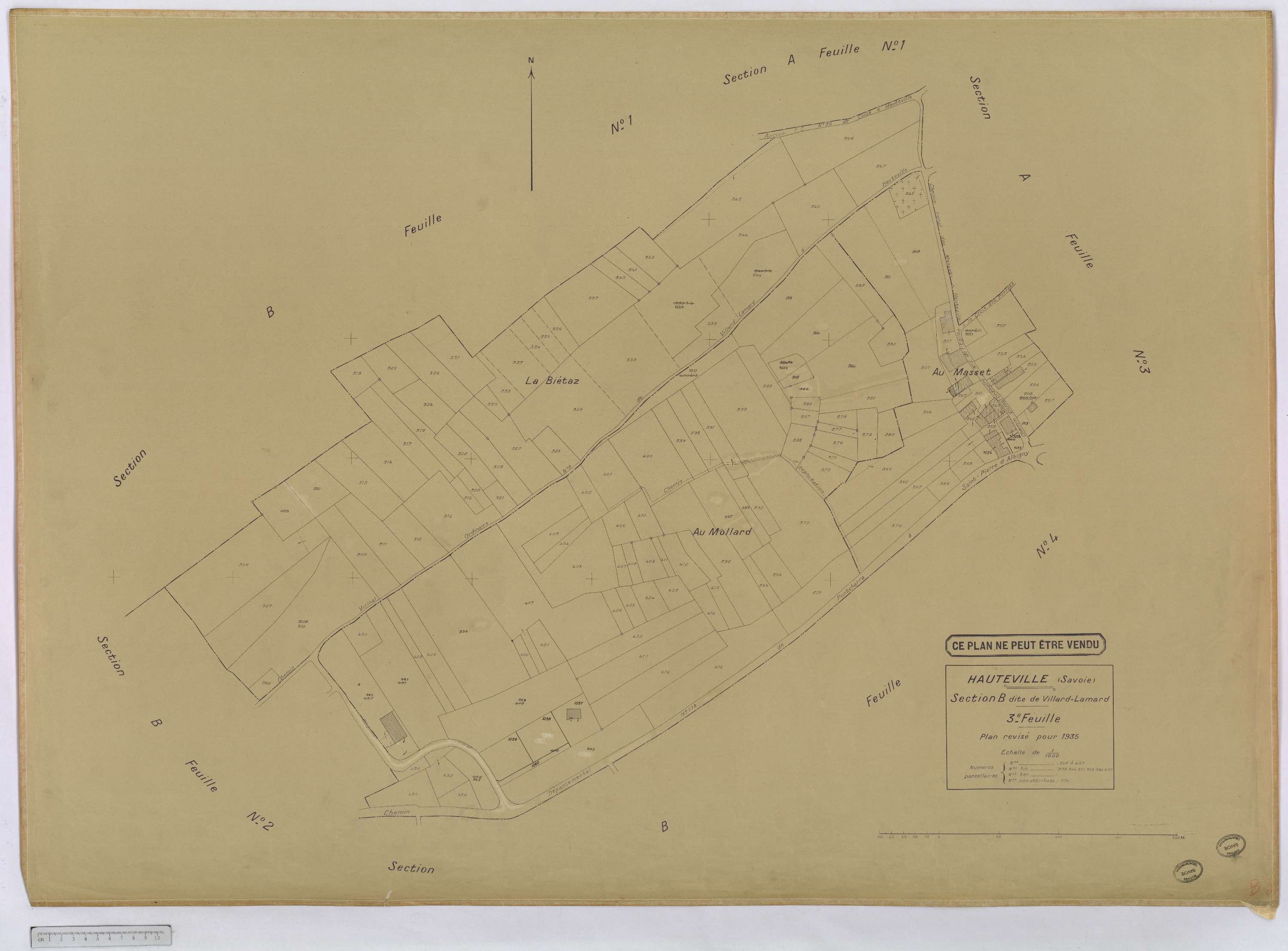 Hauteville - Cadastre rénové, version définitive (1935).