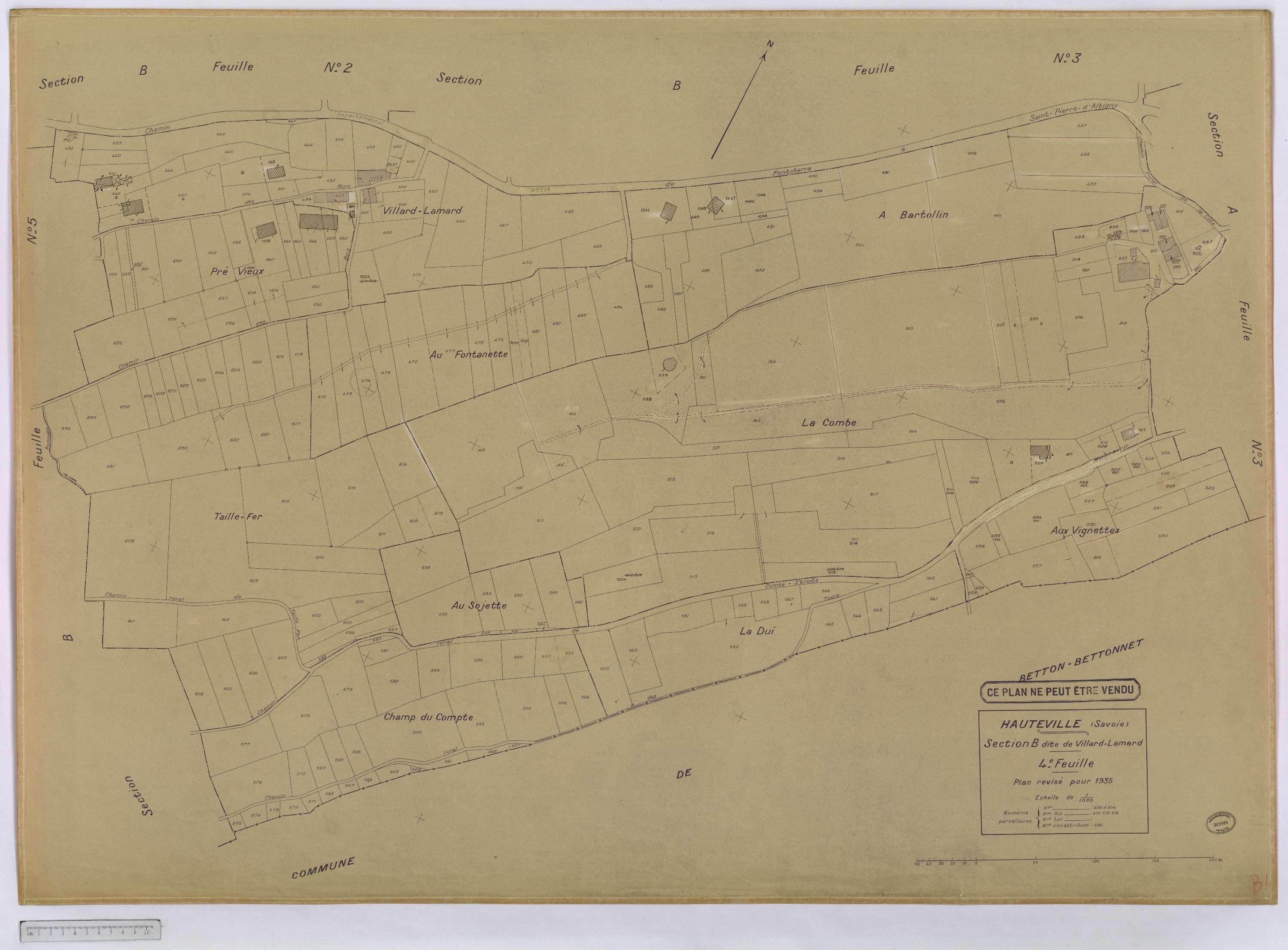 Hauteville - Cadastre rénové, version définitive (1935).