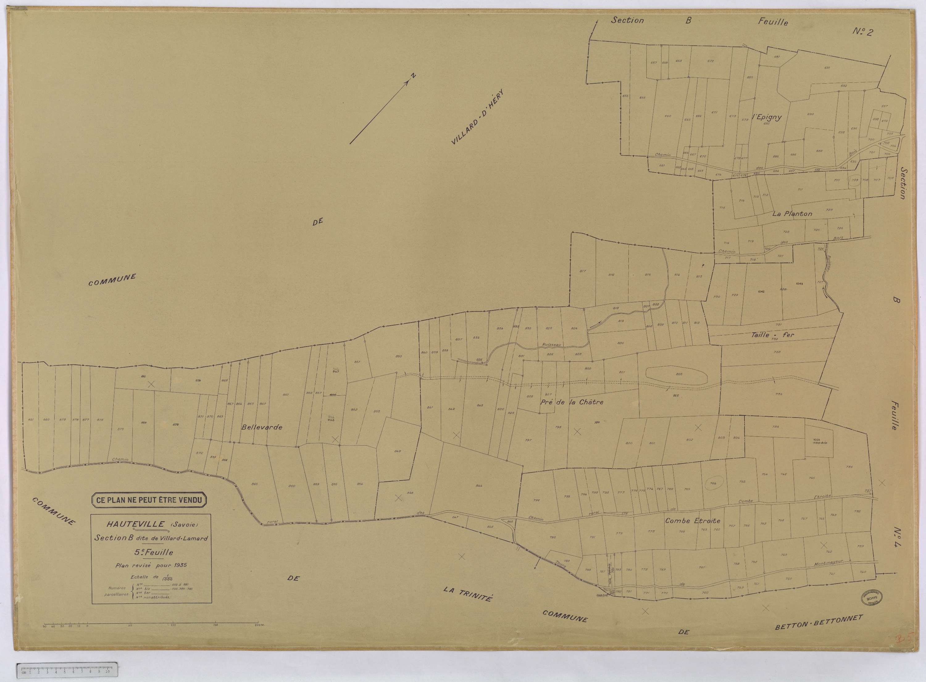 Hauteville - Cadastre rénové, version définitive (1935).
