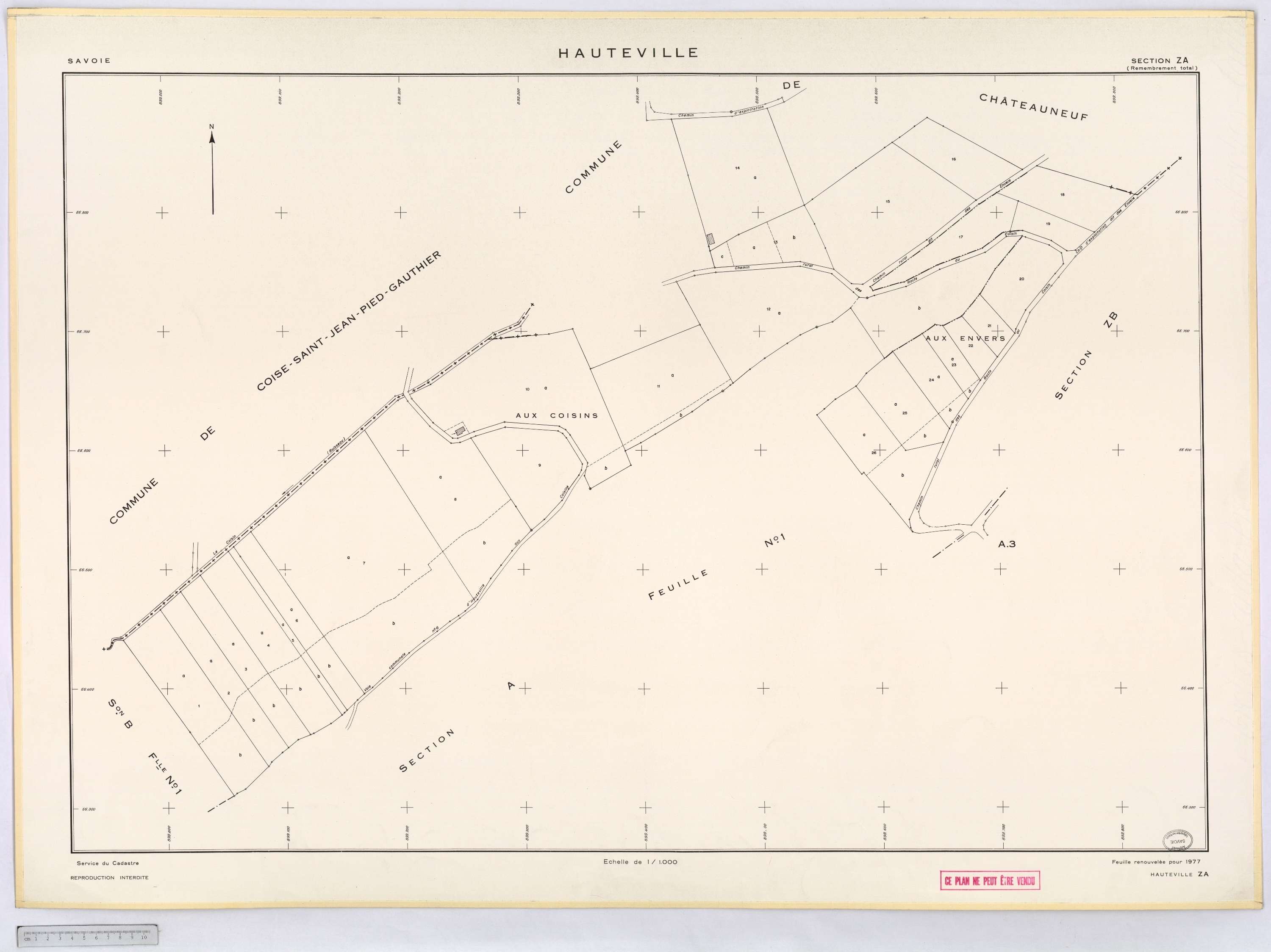 Hauteville - Cadastre remembré (1977).