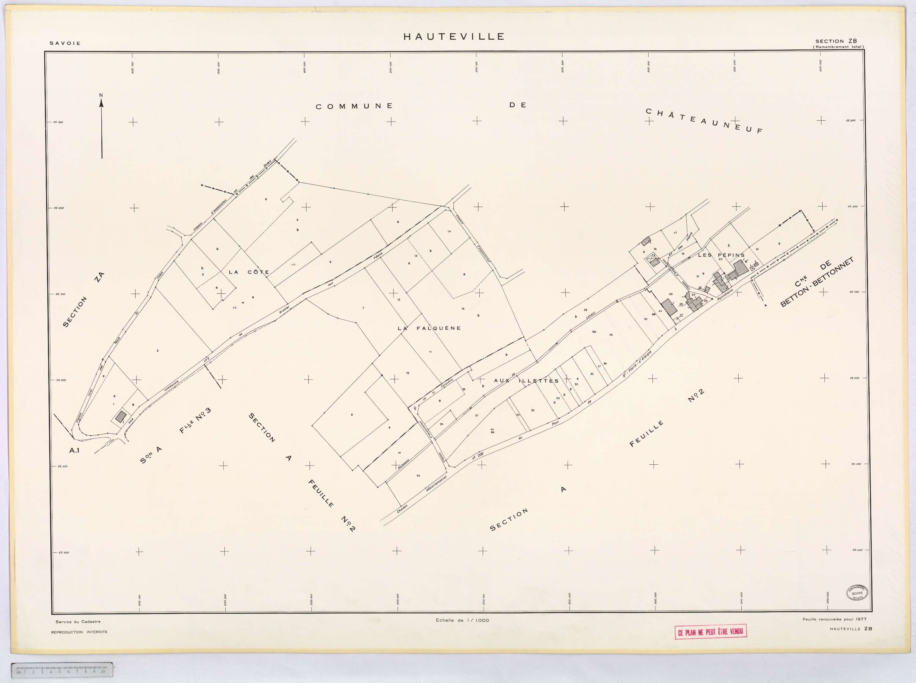 Hauteville - Cadastre remembré (1977).