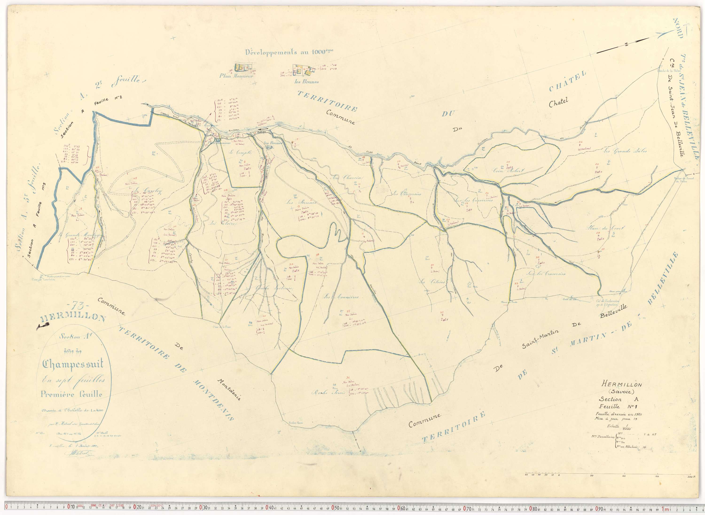 Hermillon - Plans cadastraux du cadastre rénové.