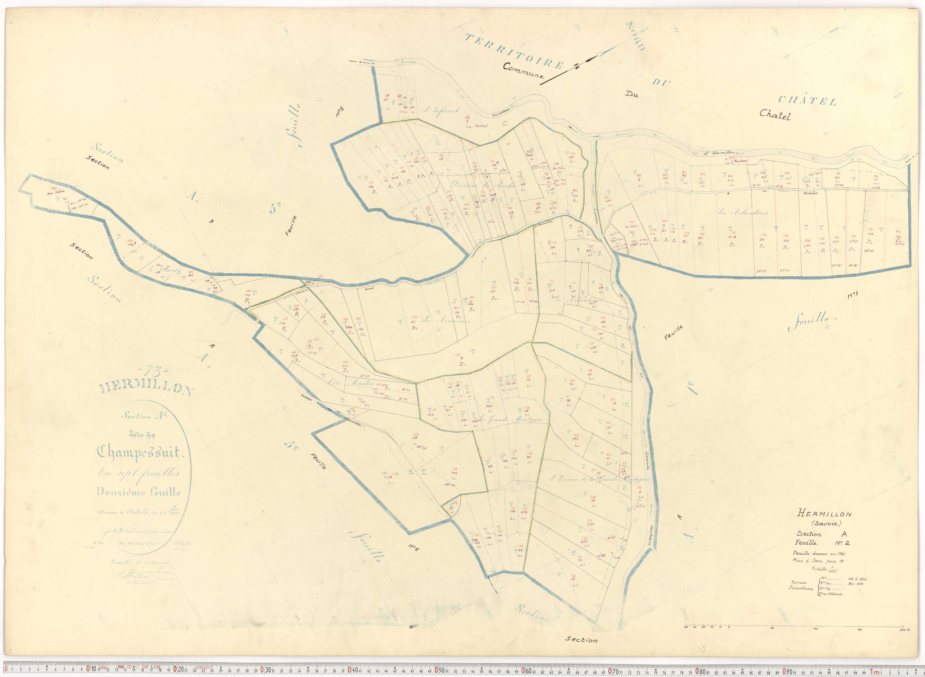 Hermillon - Plans cadastraux du cadastre rénové.
