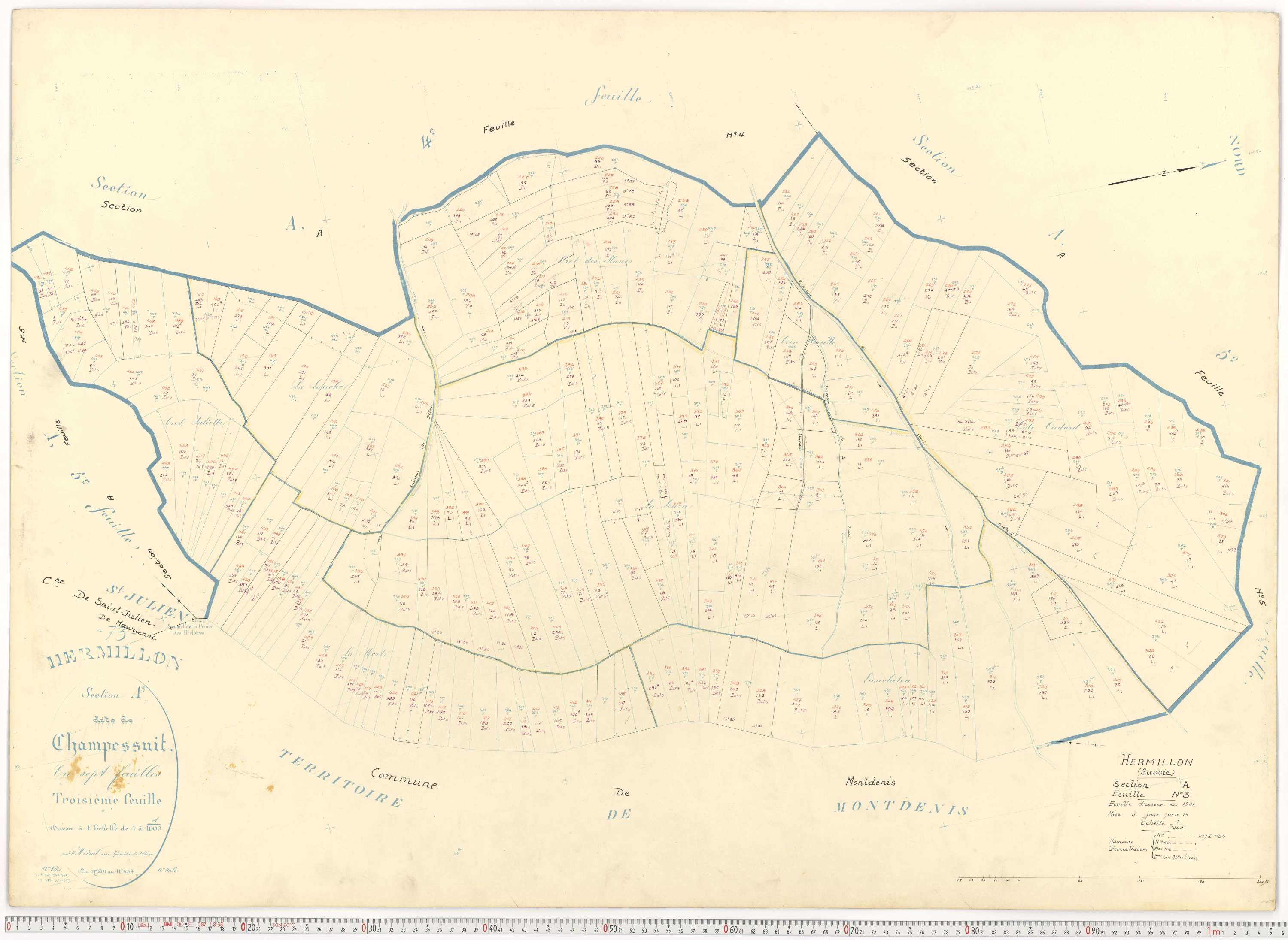 Hermillon - Plans cadastraux du cadastre rénové.