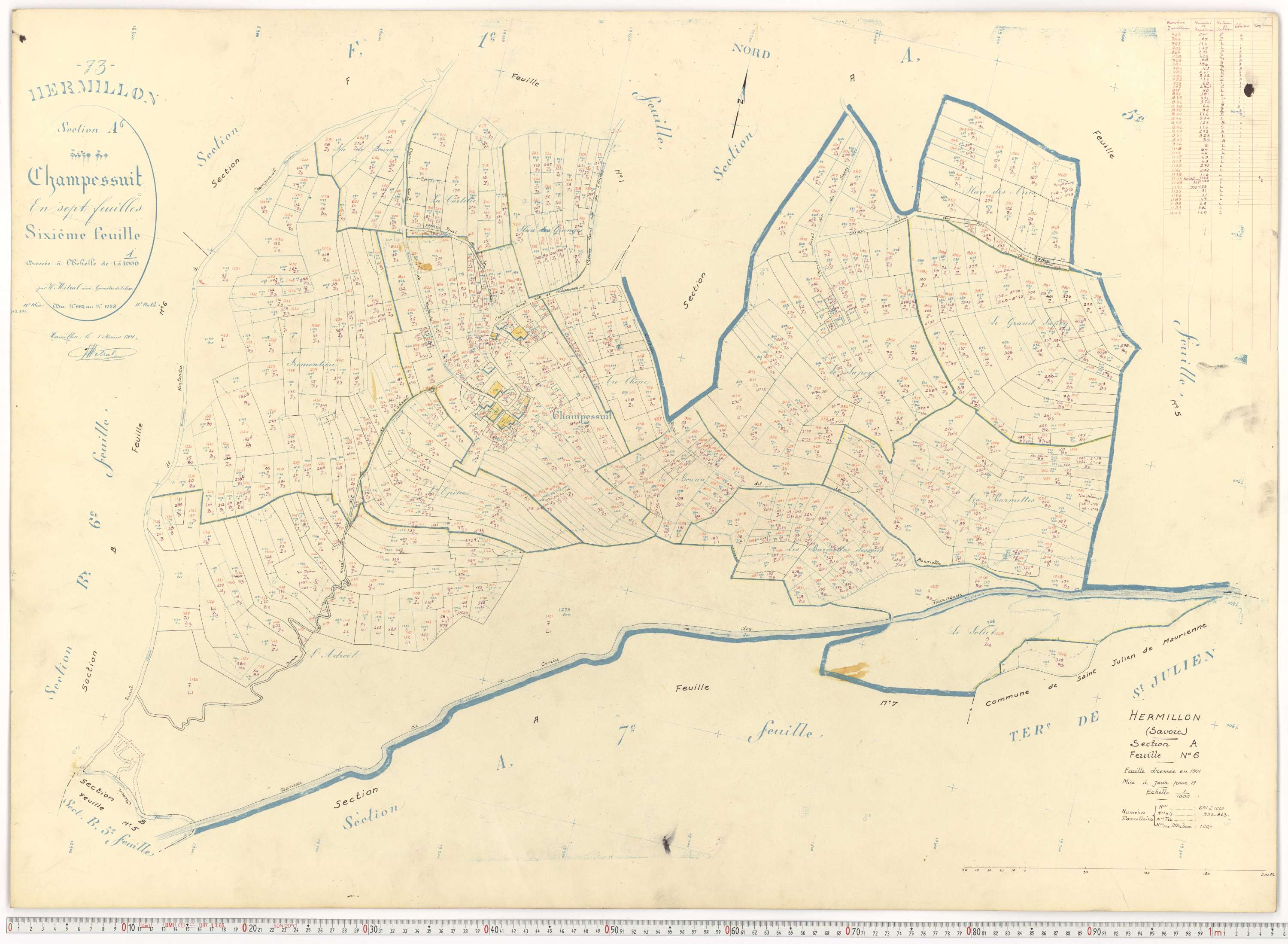 Hermillon - Plans cadastraux du cadastre rénové.