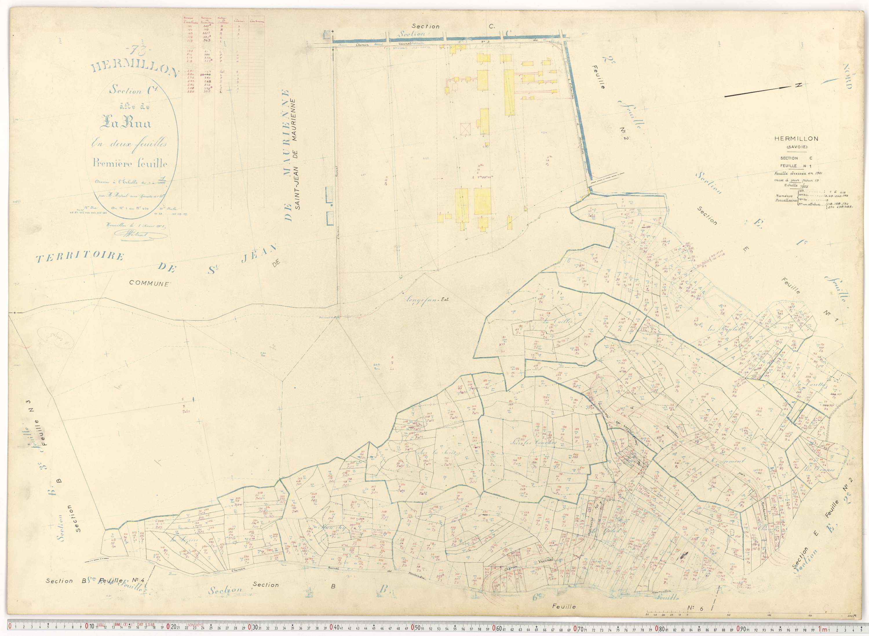 Hermillon - Plans cadastraux du cadastre rénové.