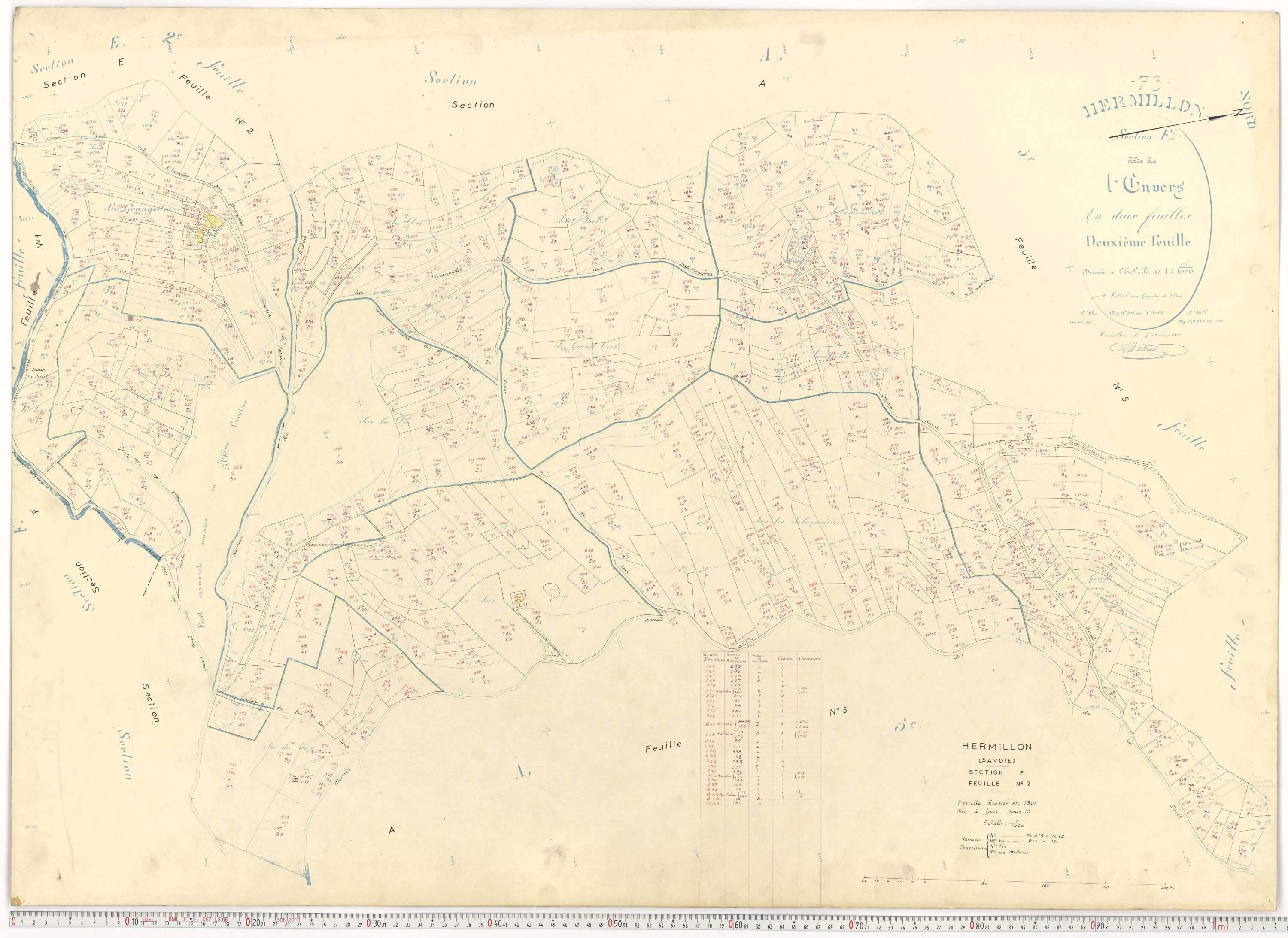 Hermillon - Plans cadastraux du cadastre rénové.