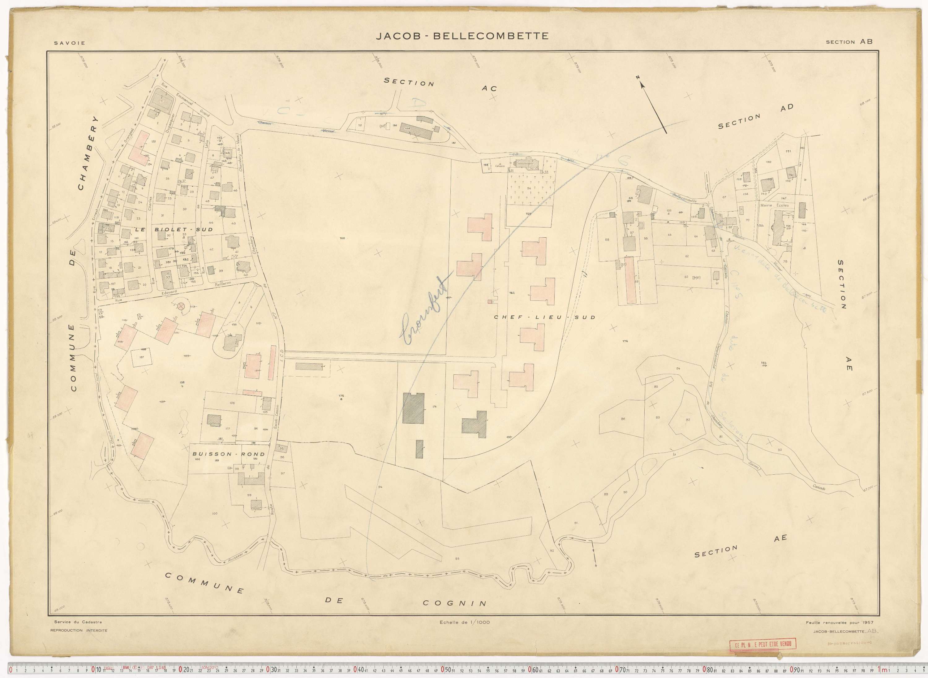 Jacob-Bellecombette - Cadastre rénové (1957).