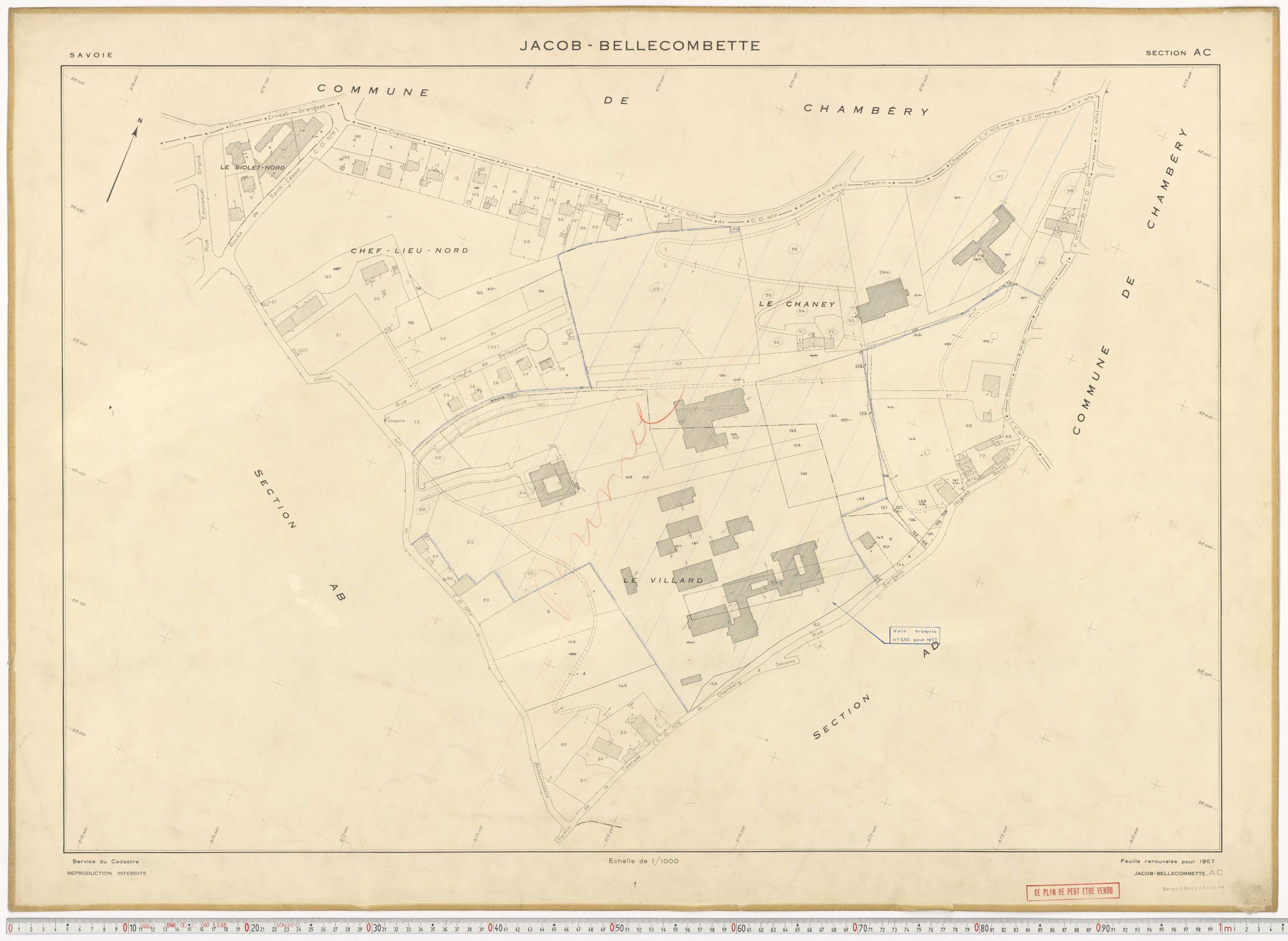 Jacob-Bellecombette - Cadastre rénové (1957).