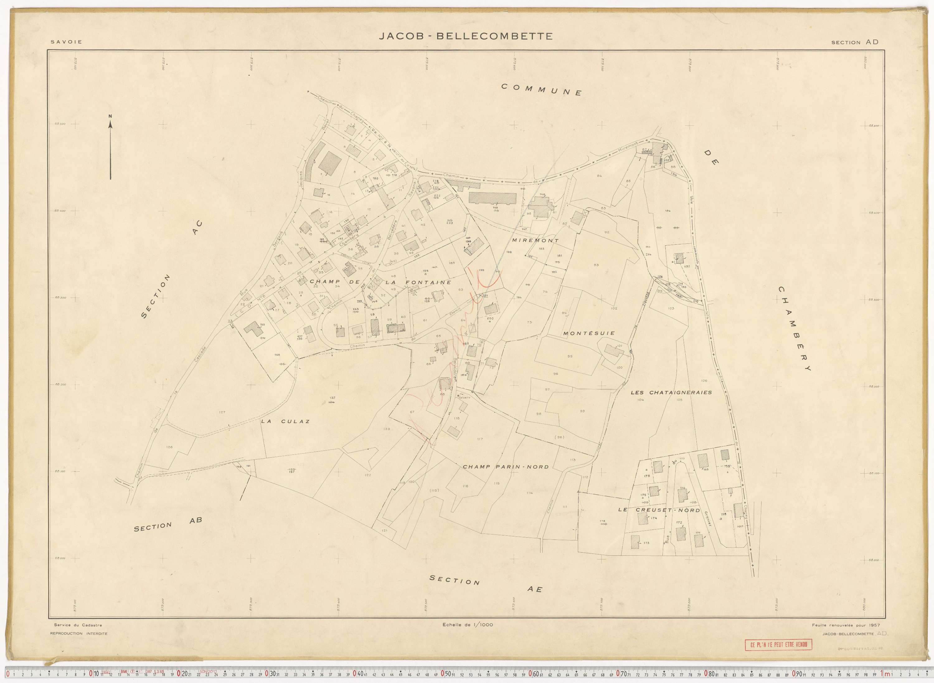 Jacob-Bellecombette - Cadastre rénové (1957).