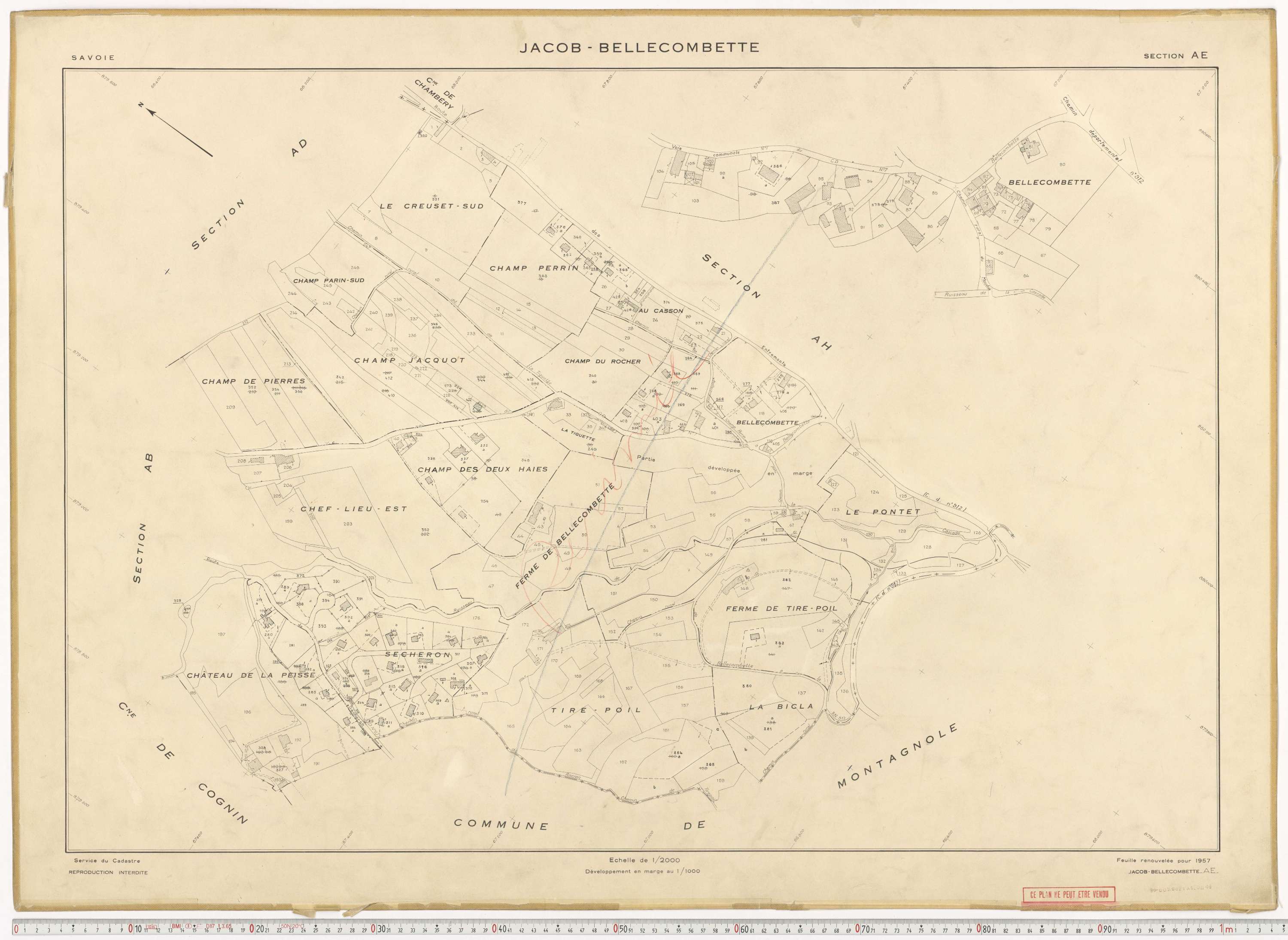 Jacob-Bellecombette - Cadastre rénové (1957).