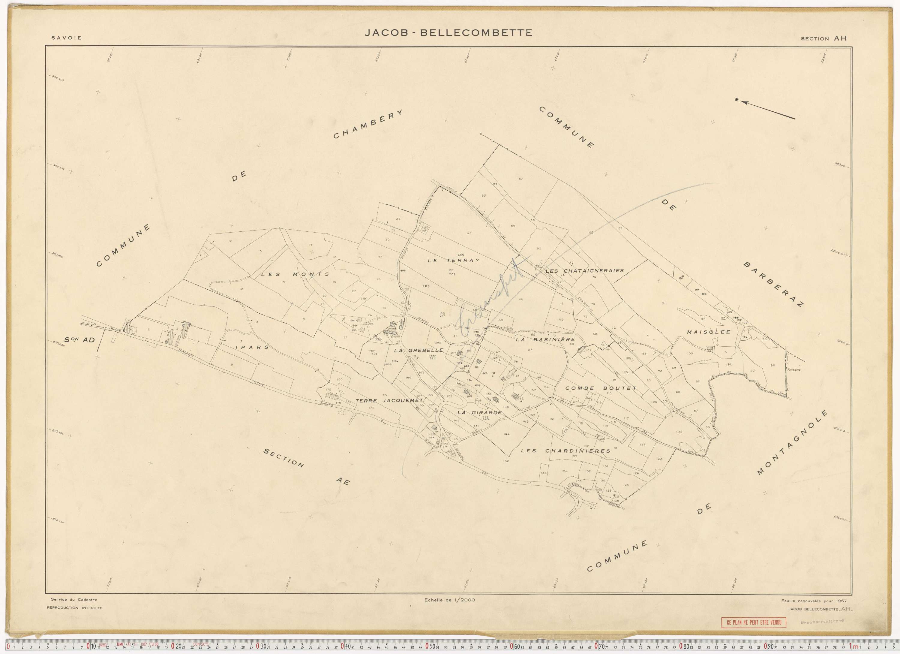 Jacob-Bellecombette - Cadastre rénové (1957).