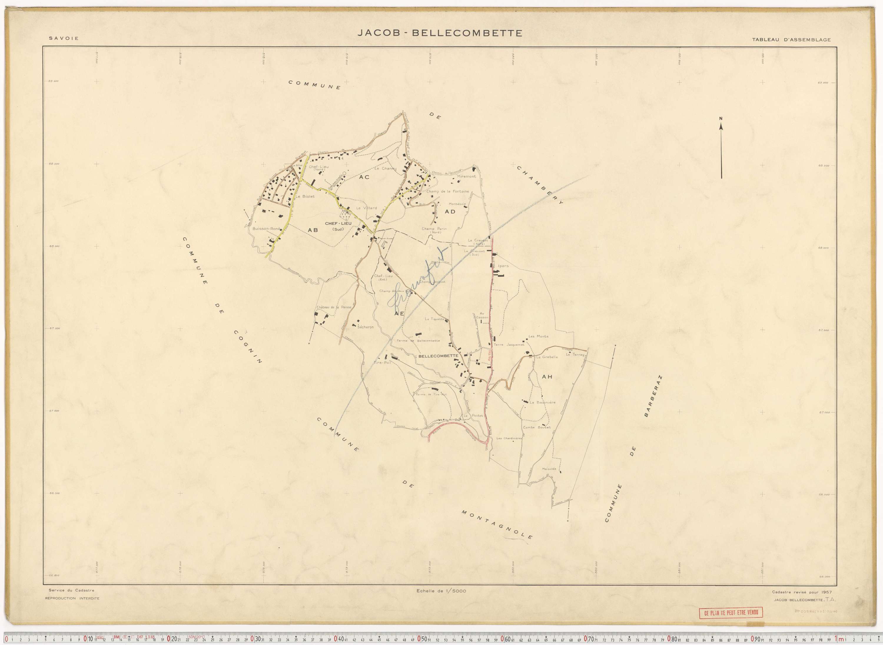 Jacob-Bellecombette - Cadastre rénové (1957).