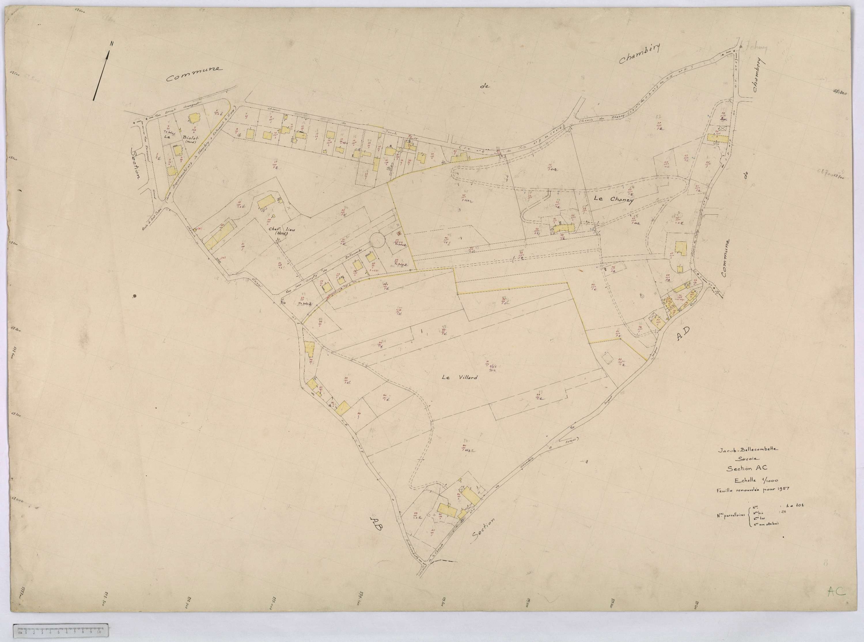 Jacob-Bellecombette - Cadastre remembré (1957-1958).