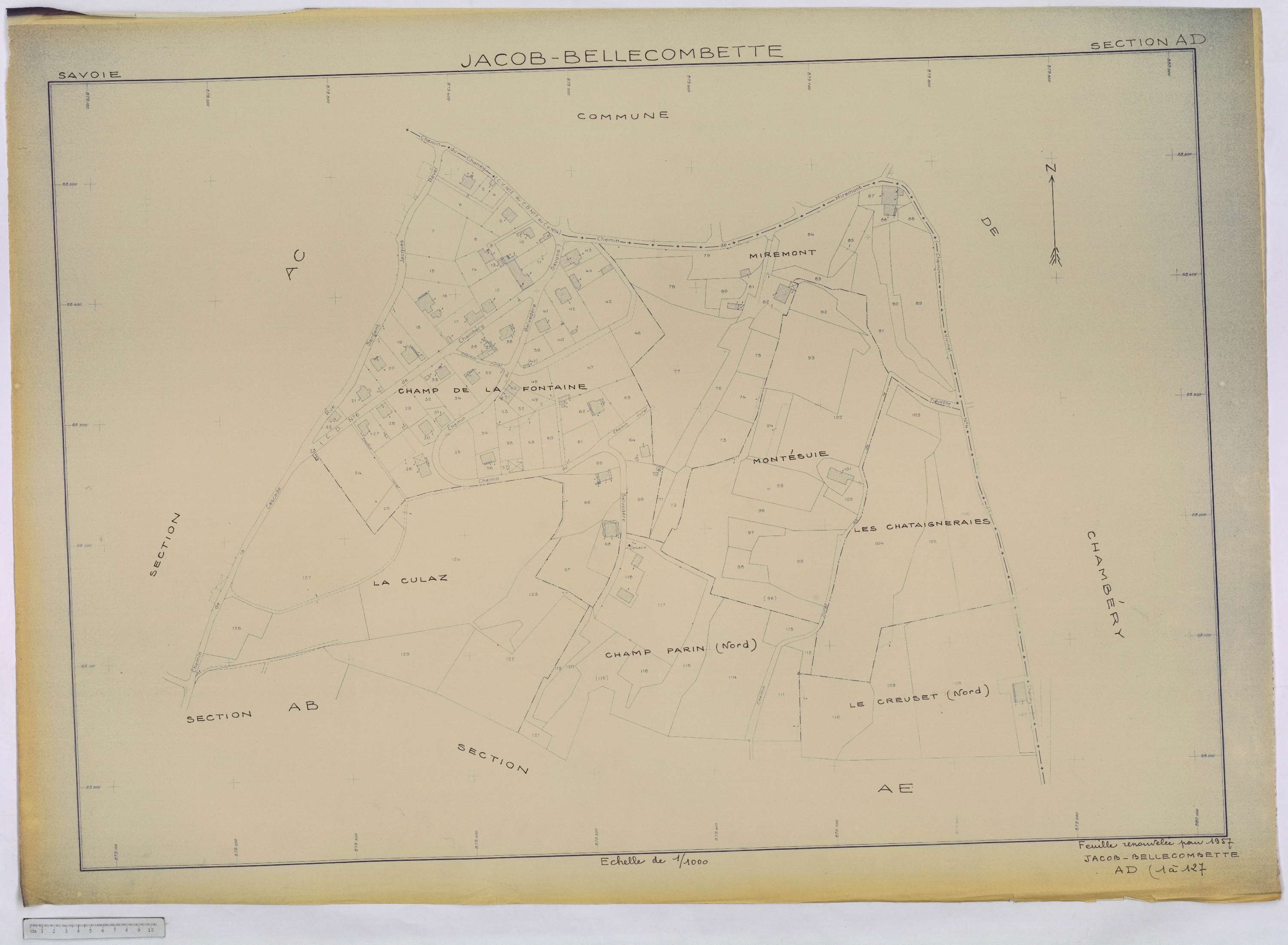 Jacob-Bellecombette - Cadastre remembré (1957-1958).