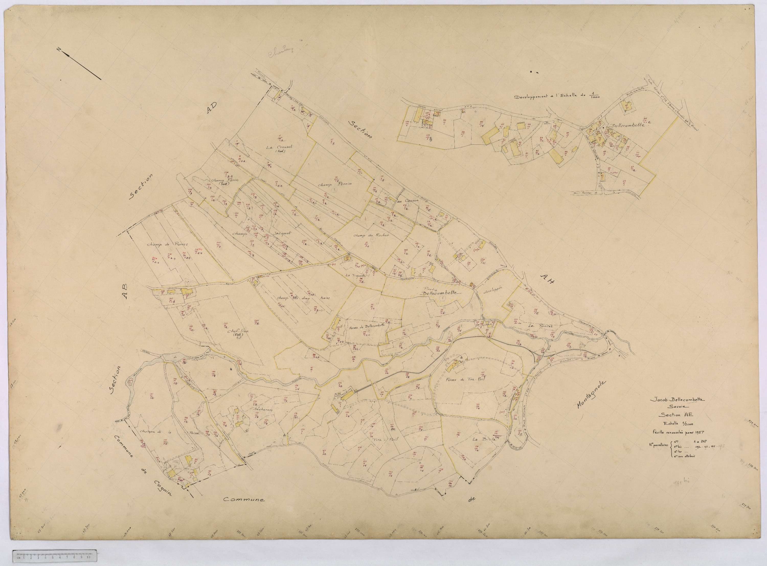 Jacob-Bellecombette - Cadastre remembré (1957-1958).