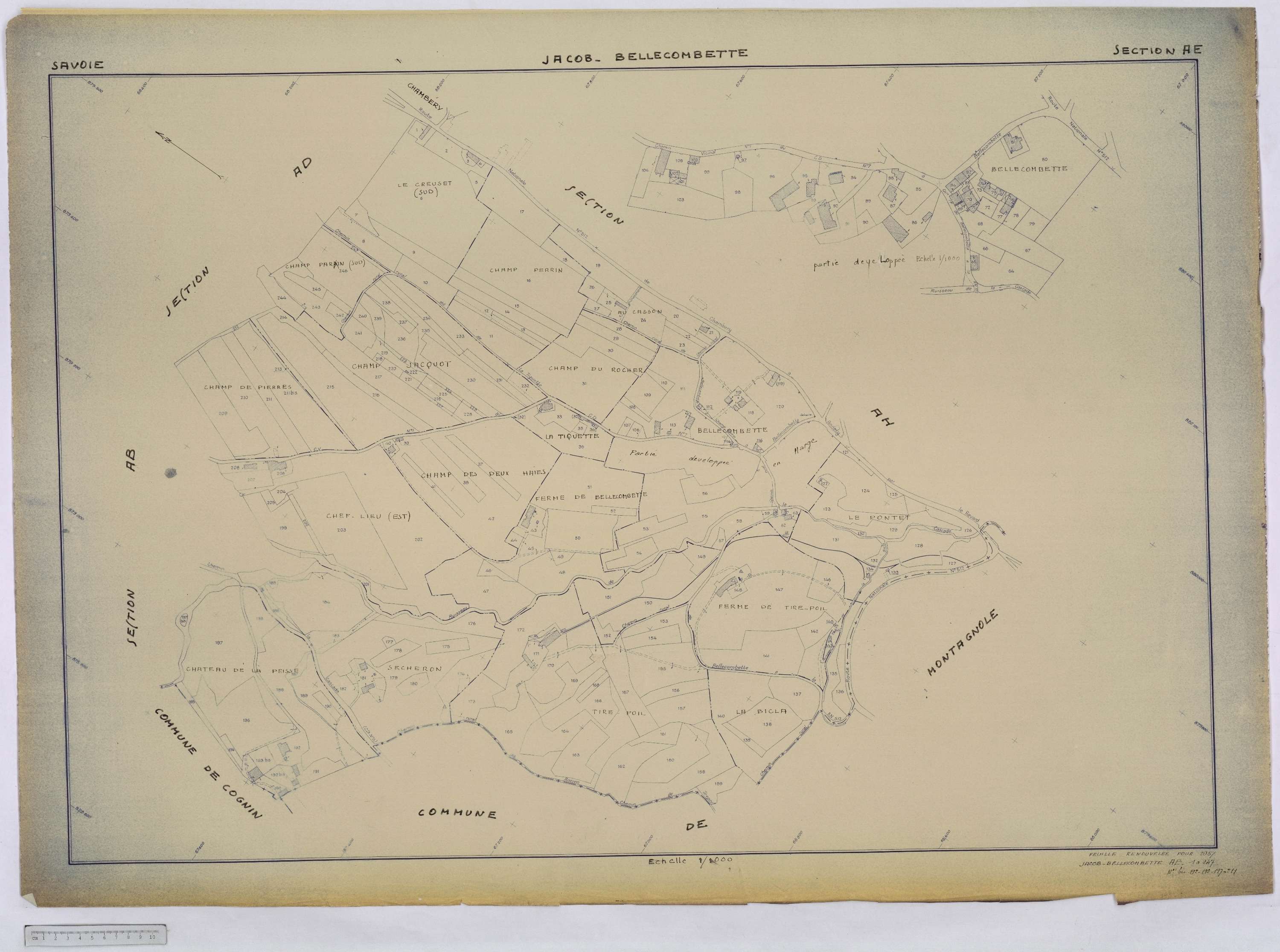 Jacob-Bellecombette - Cadastre remembré (1957-1958).