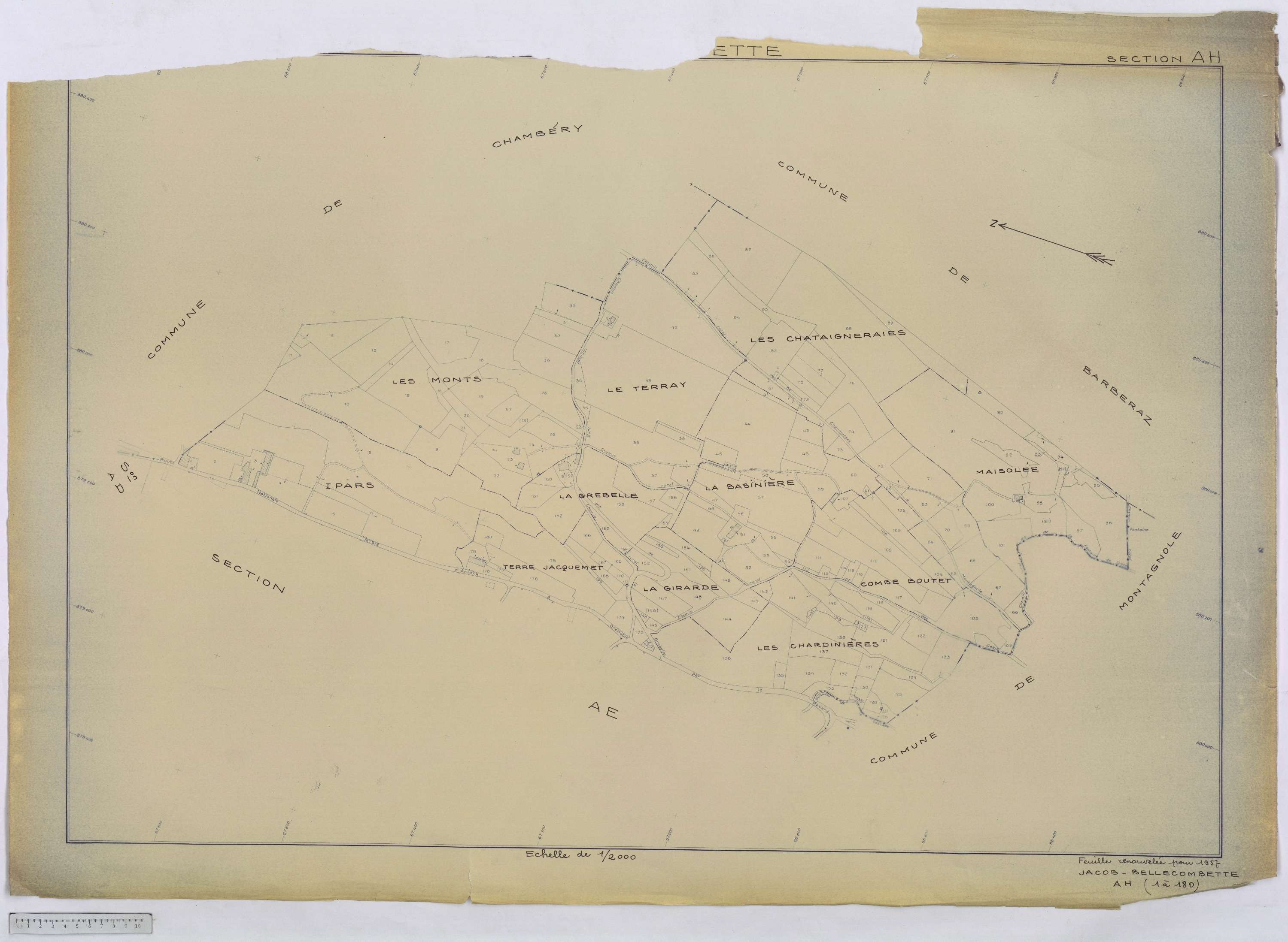 Jacob-Bellecombette - Cadastre remembré (1957-1958).