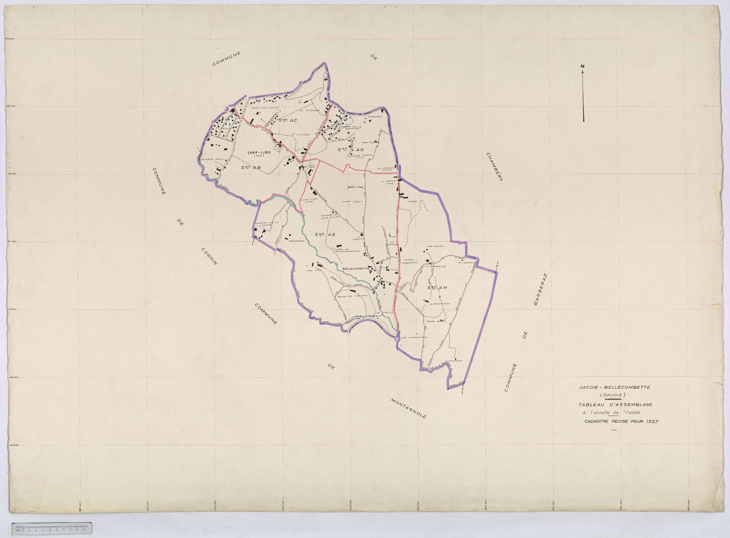 Jacob-Bellecombette - Cadastre remembré (1957-1958).