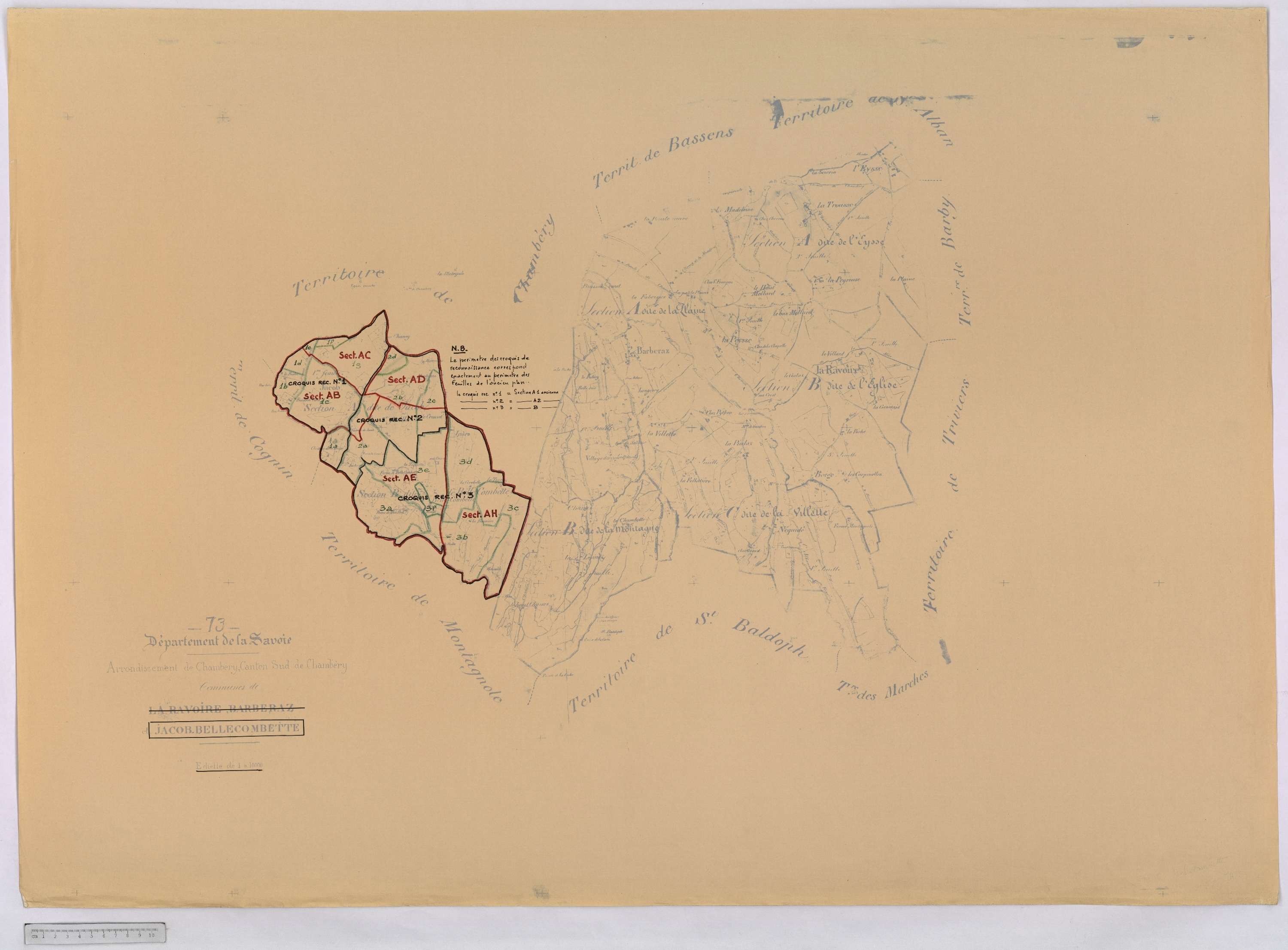 Jacob-Bellecombette - Cadastre remembré (1957-1958).